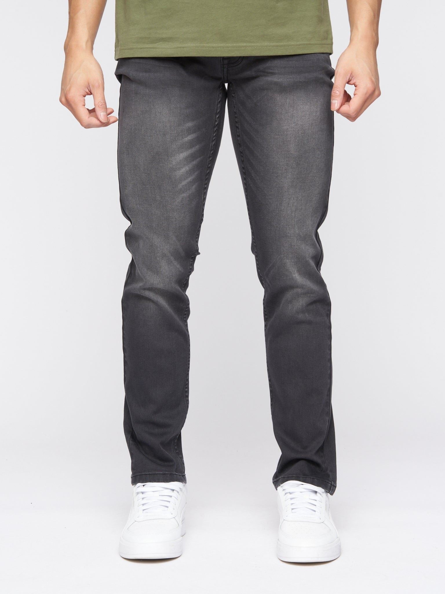 Crosshatch Mens Malcolm Slim Fit Jeans Dark Charcoal