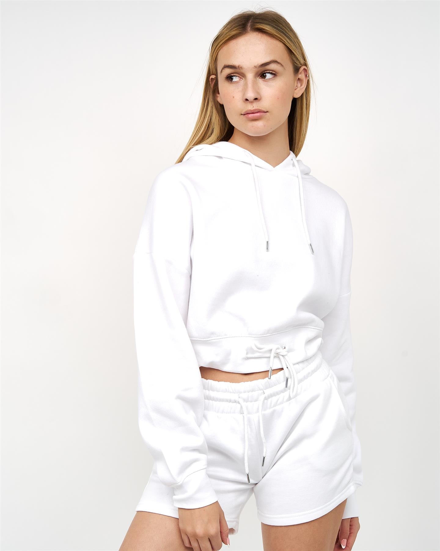 Womens Danica Crop Hoodie White