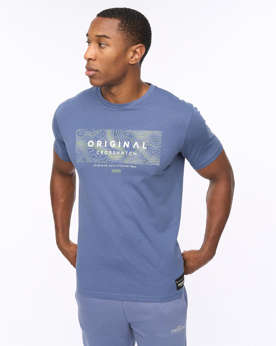 Mens Mappedout T-Shirt Denim Blue