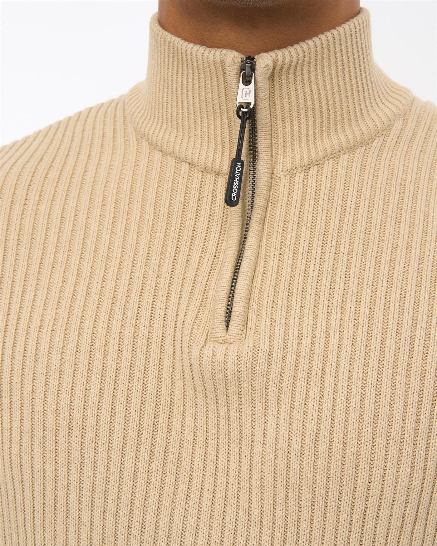 Mens Havaline 1/4 Zip Knit Stone