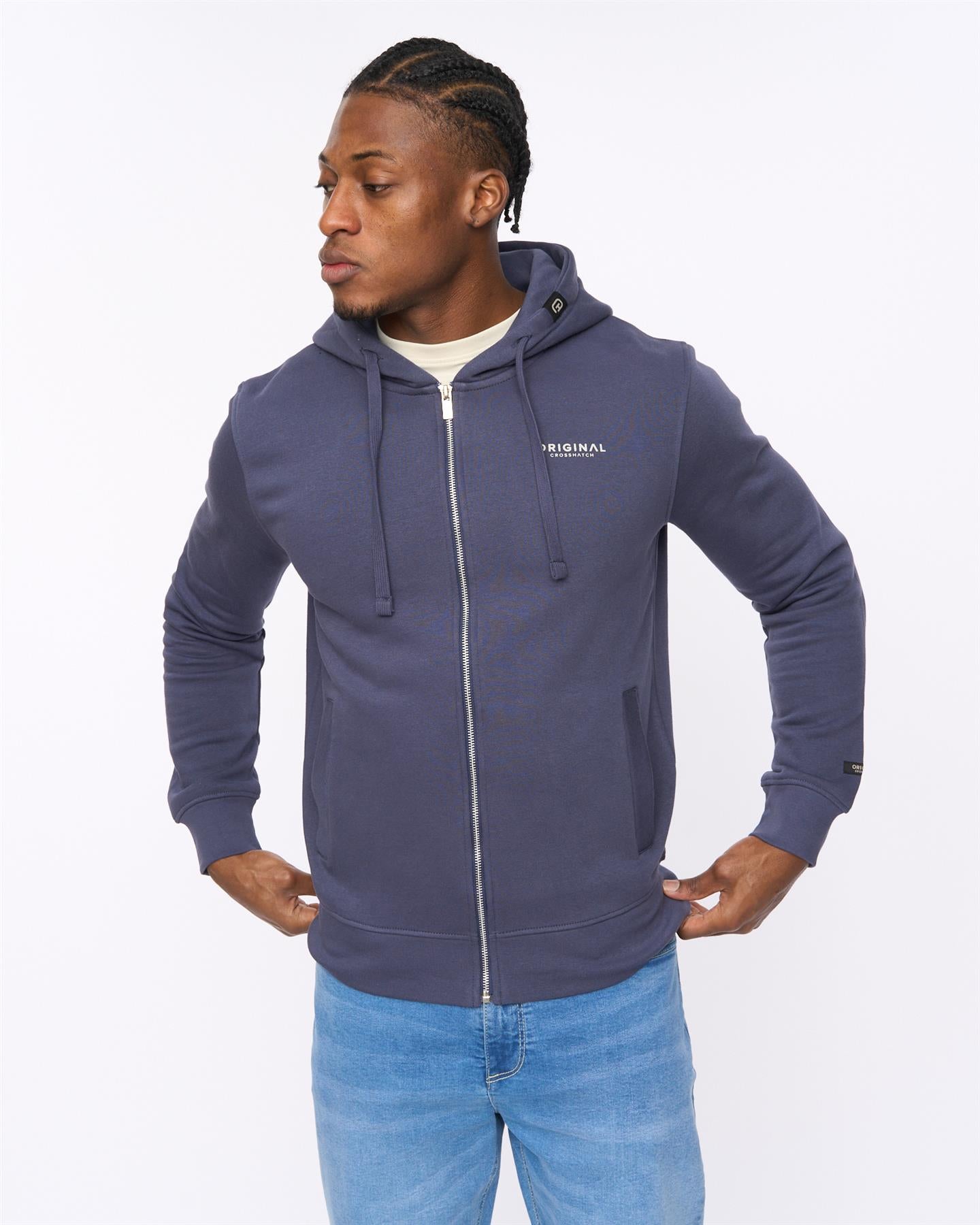 Mens Allmoor Zip Thru Hoodie Navy