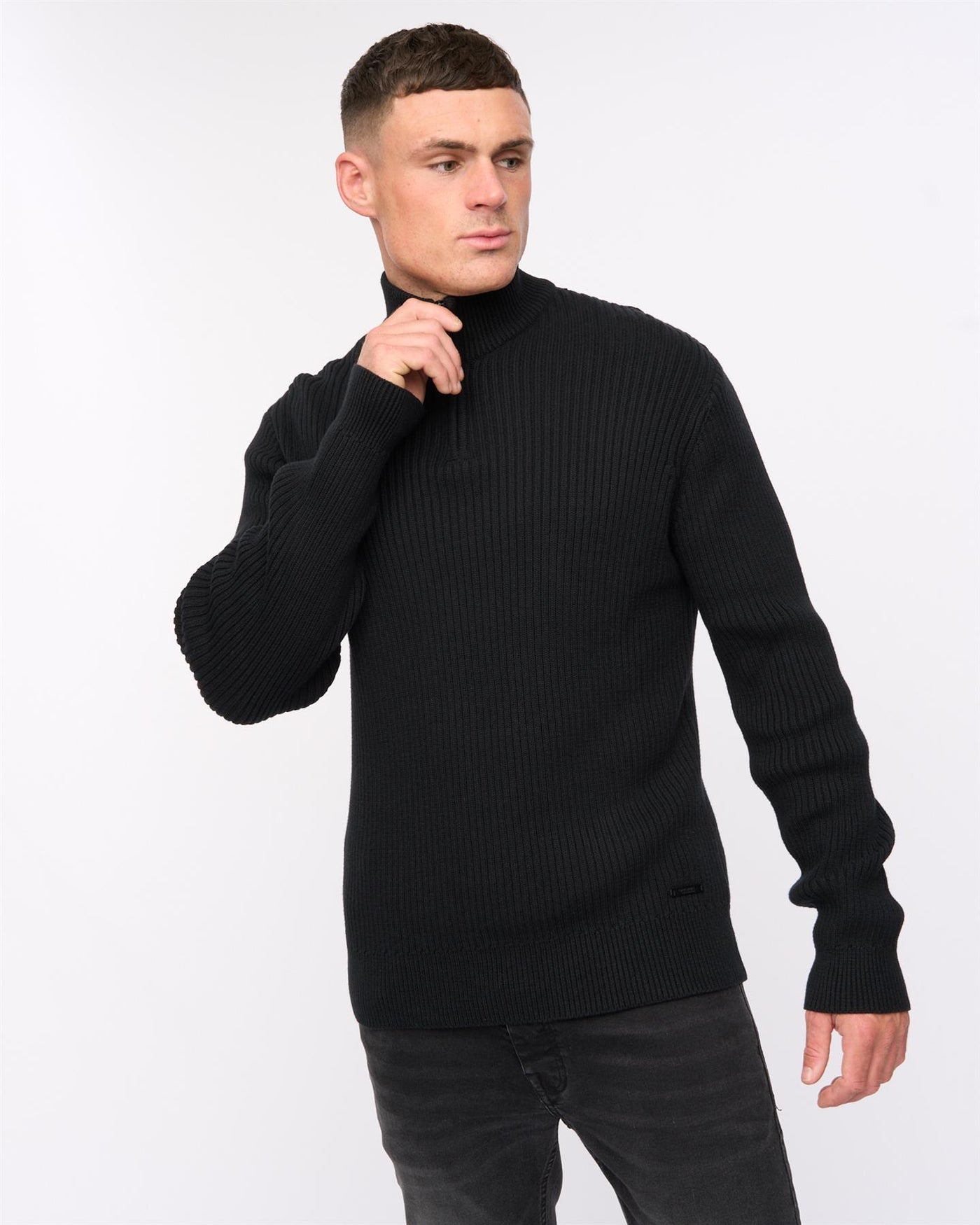 Mens Havaline 1/4 Zip Knit Black