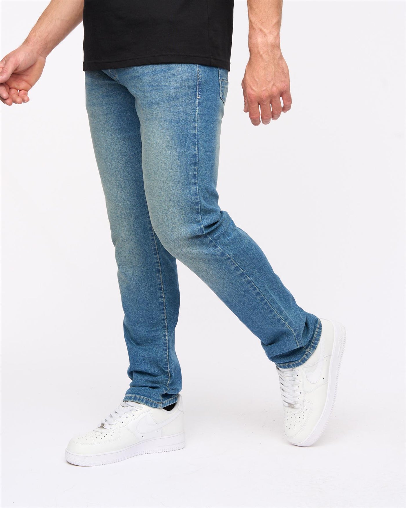 Mens Farrowed Stretch Denim Jeans Stone Wash