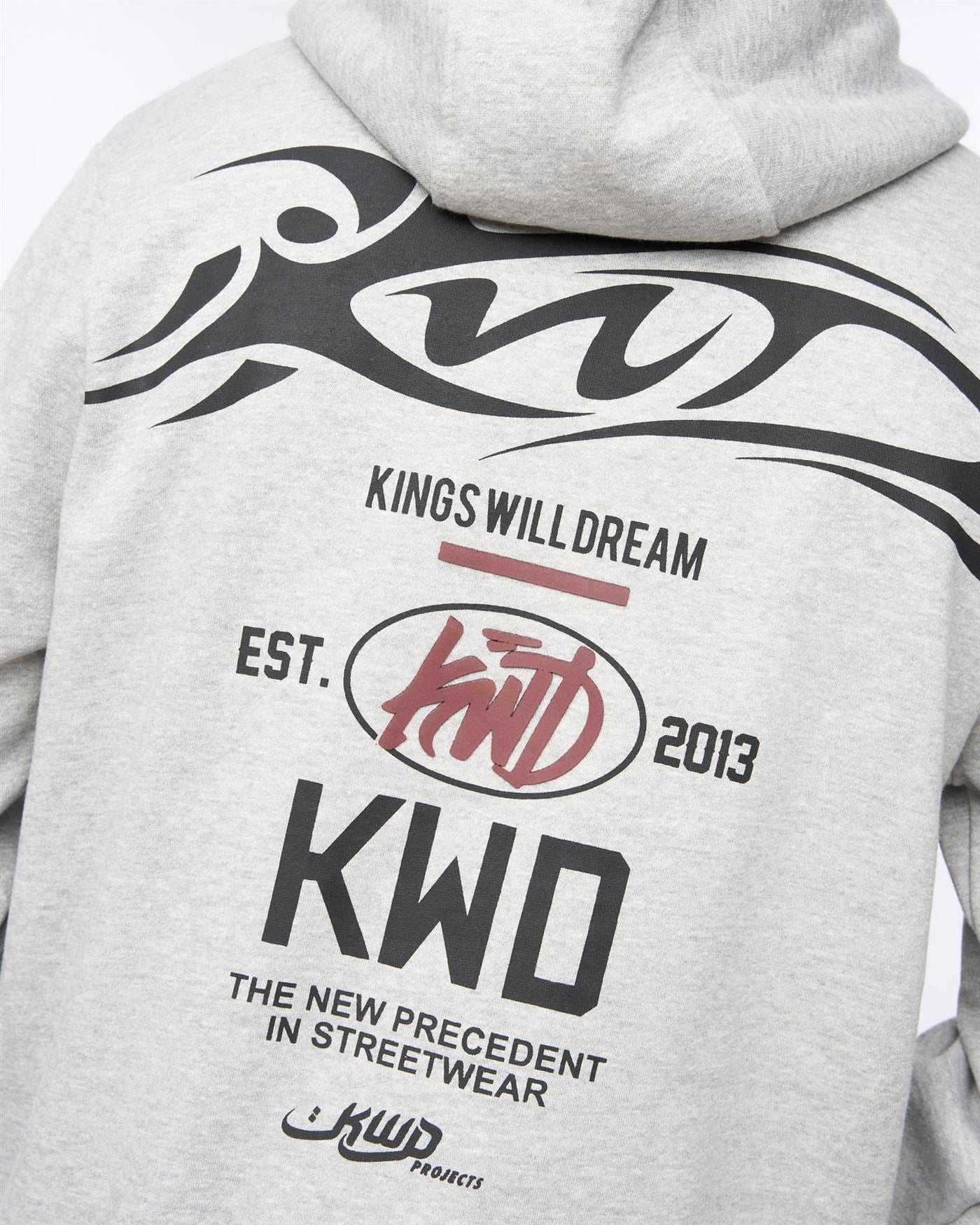 Mens Tattooed Hoodie Grey Marl