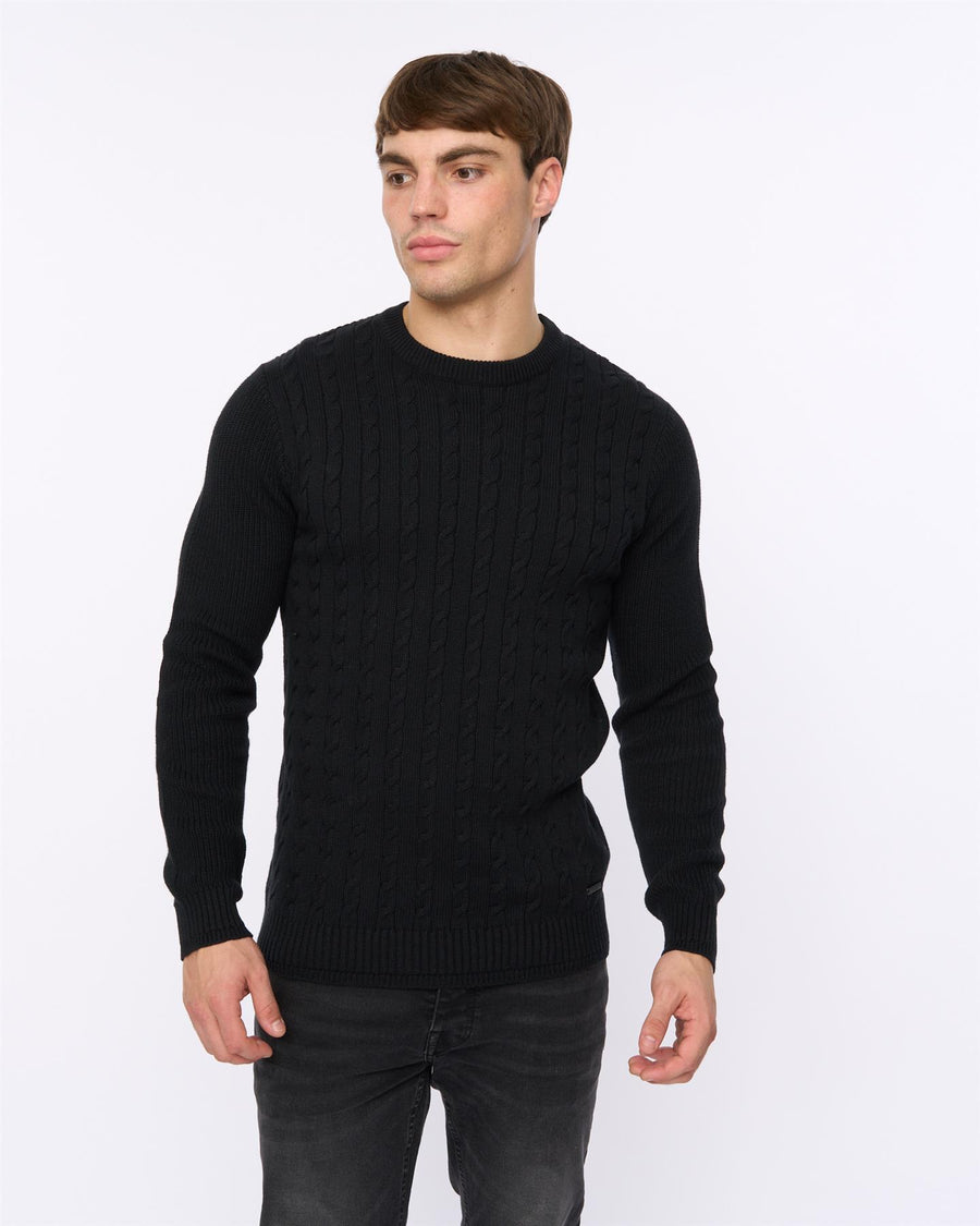 Mens Kabstars Cable Knit Black