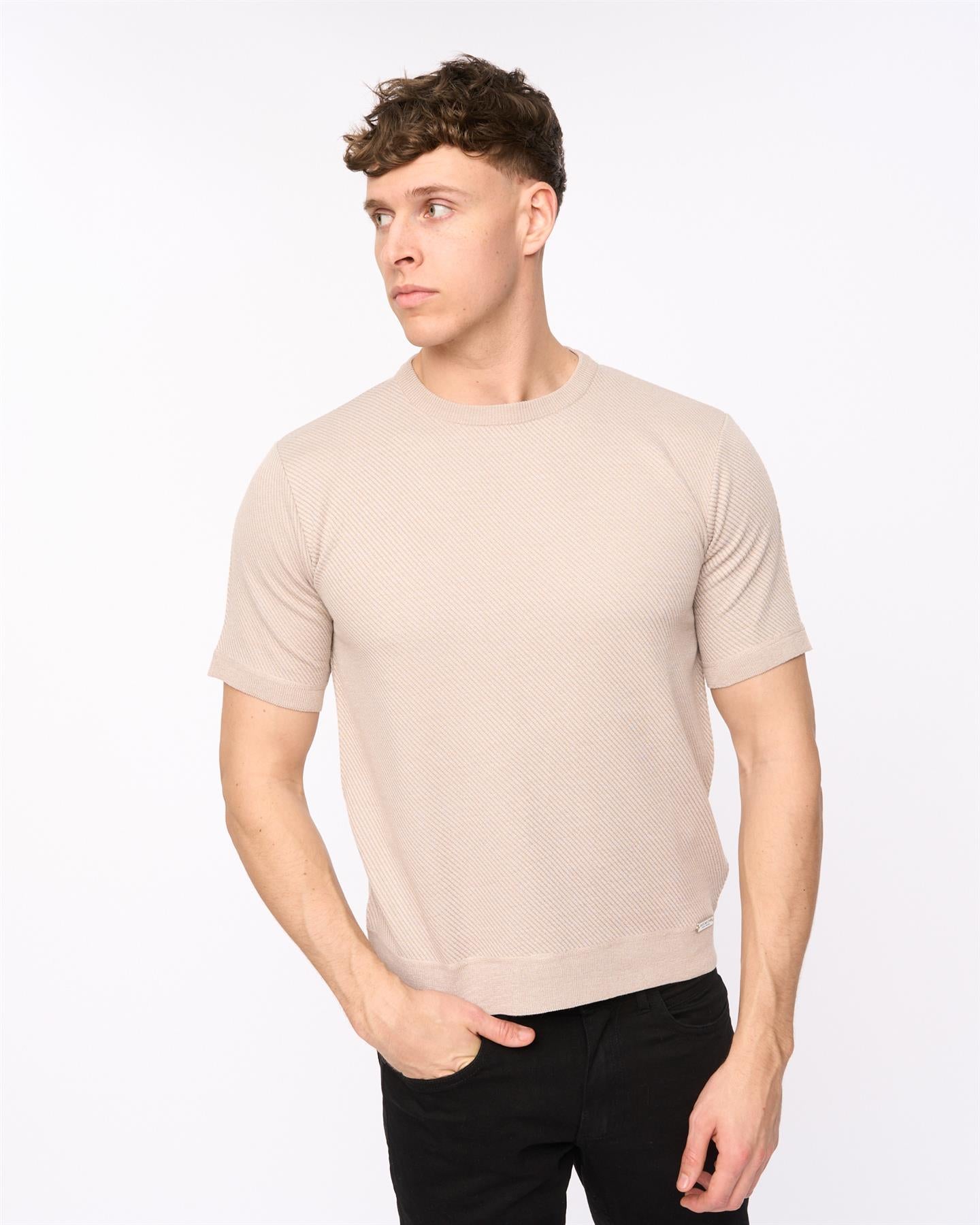 Mens Marvela Knit T-Shirt Stone