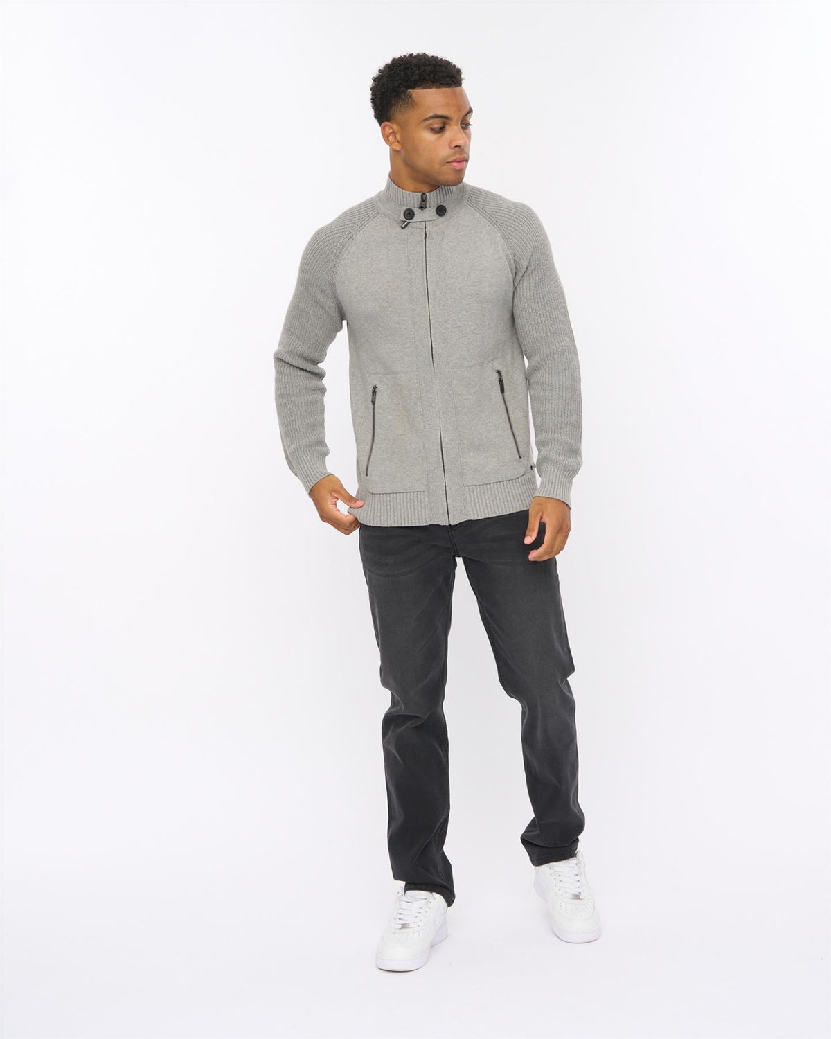 Mens Birchin Zip Thru Knit Grey