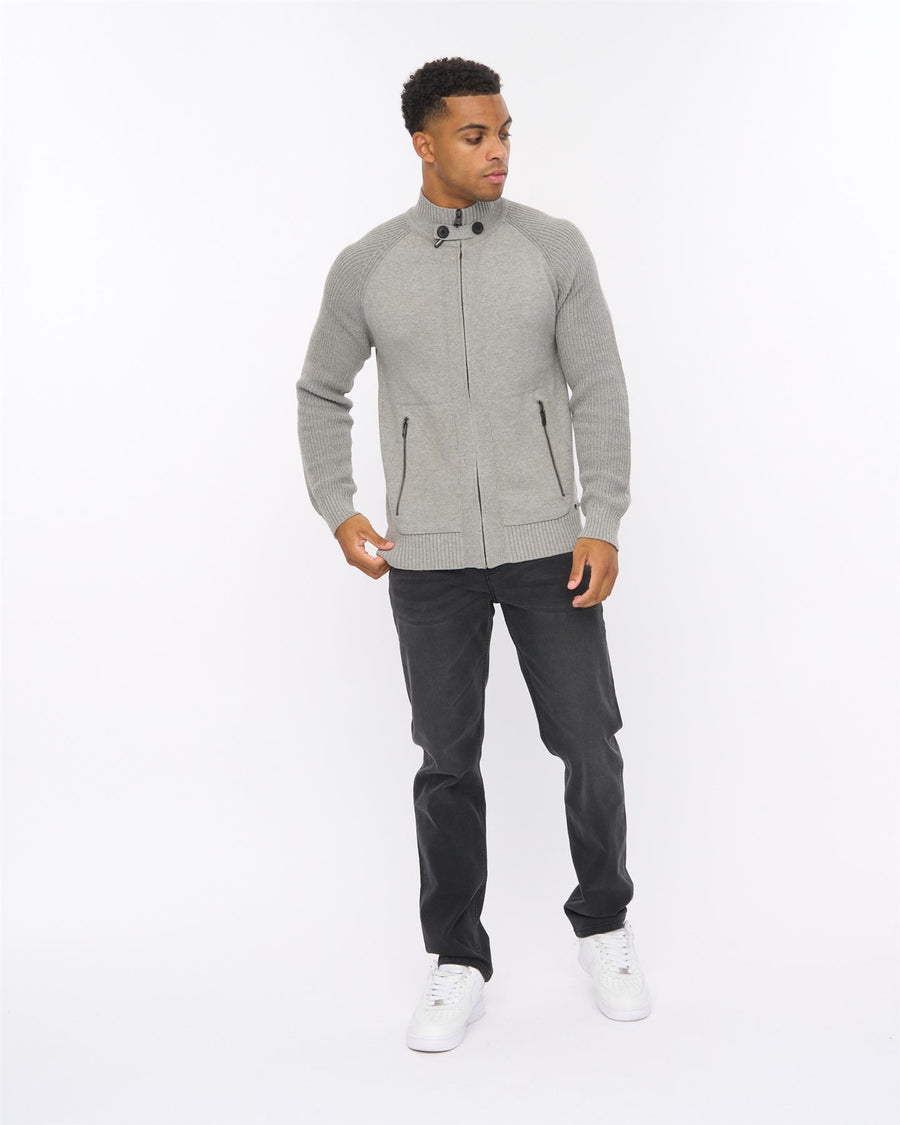 Mens Birchin Zip Thru Knit Grey