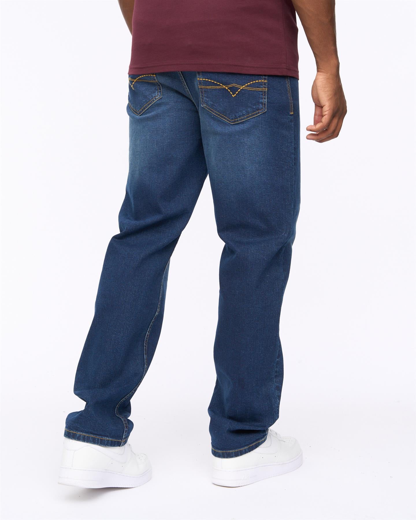Mens Detendu Relax Fit Jeans Dark Wash