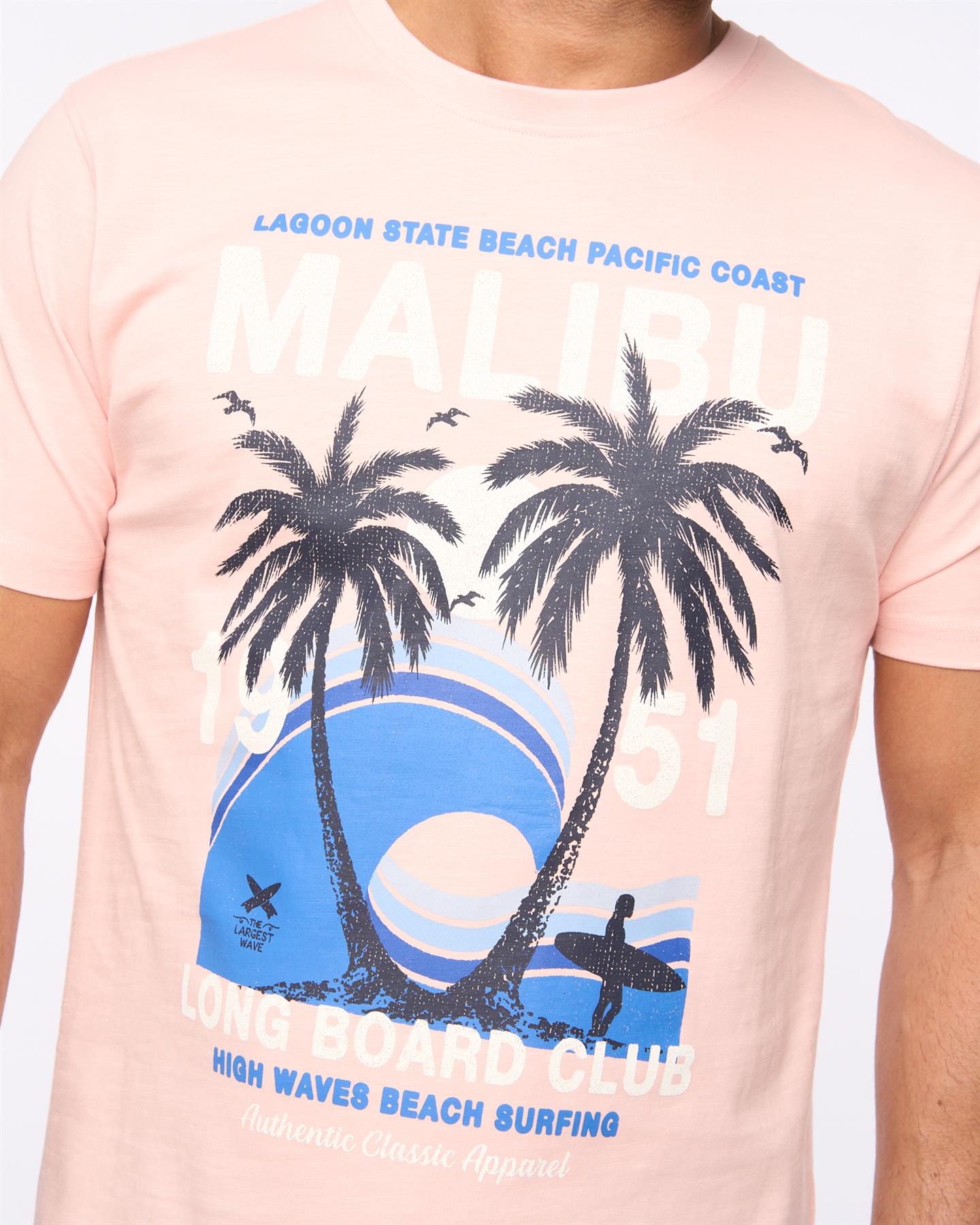 Mens Malwaves T-Shirt Pink