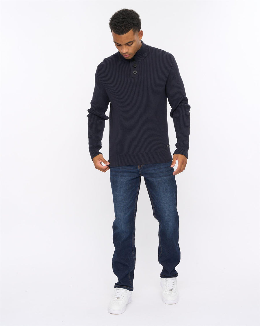 Mens Wellburys Chunky Knit Navy