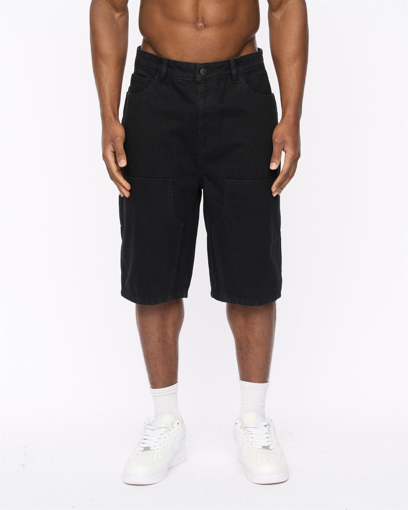 Mens Teleman Denim Shorts Black