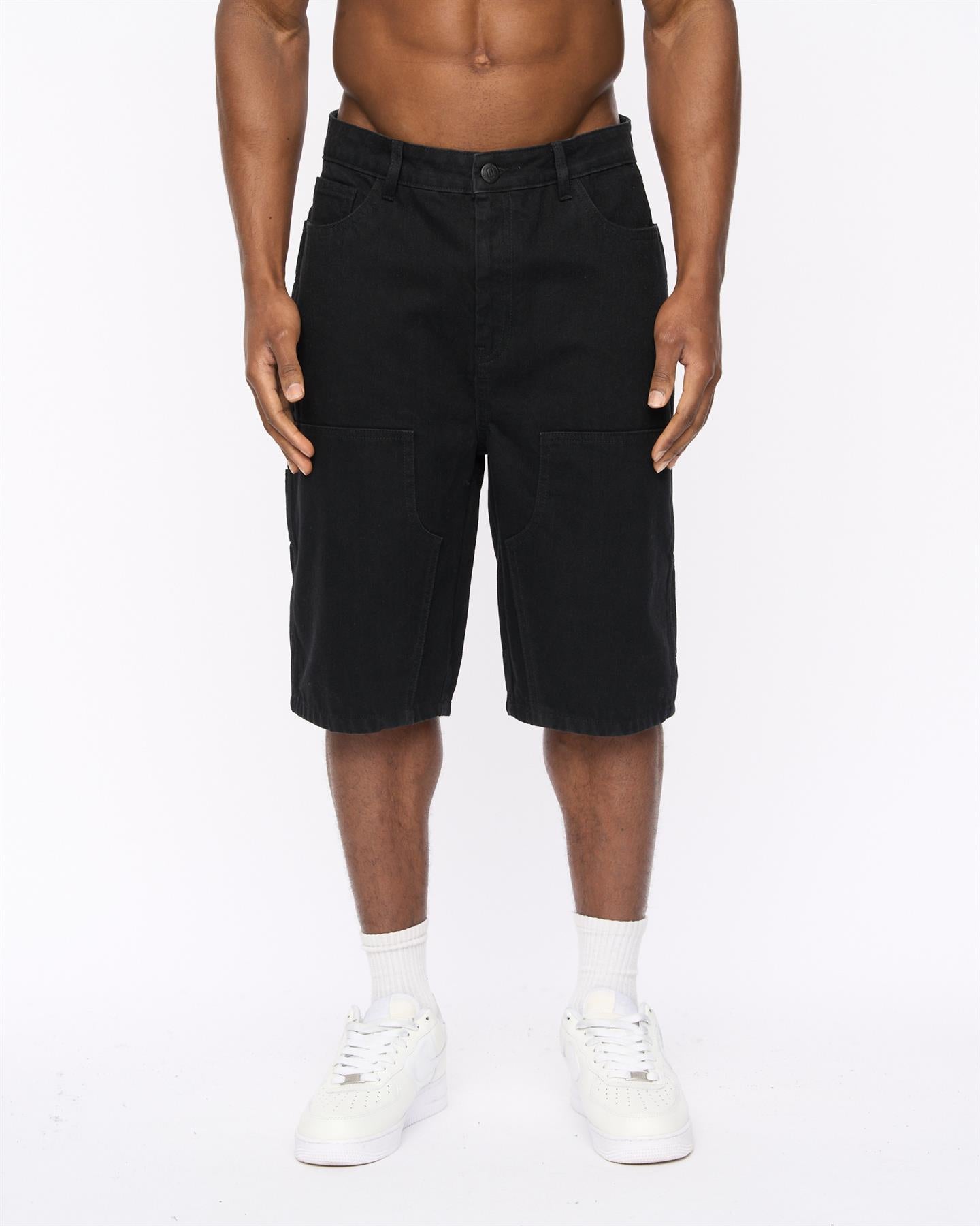 Mens Teleman Denim Shorts Black