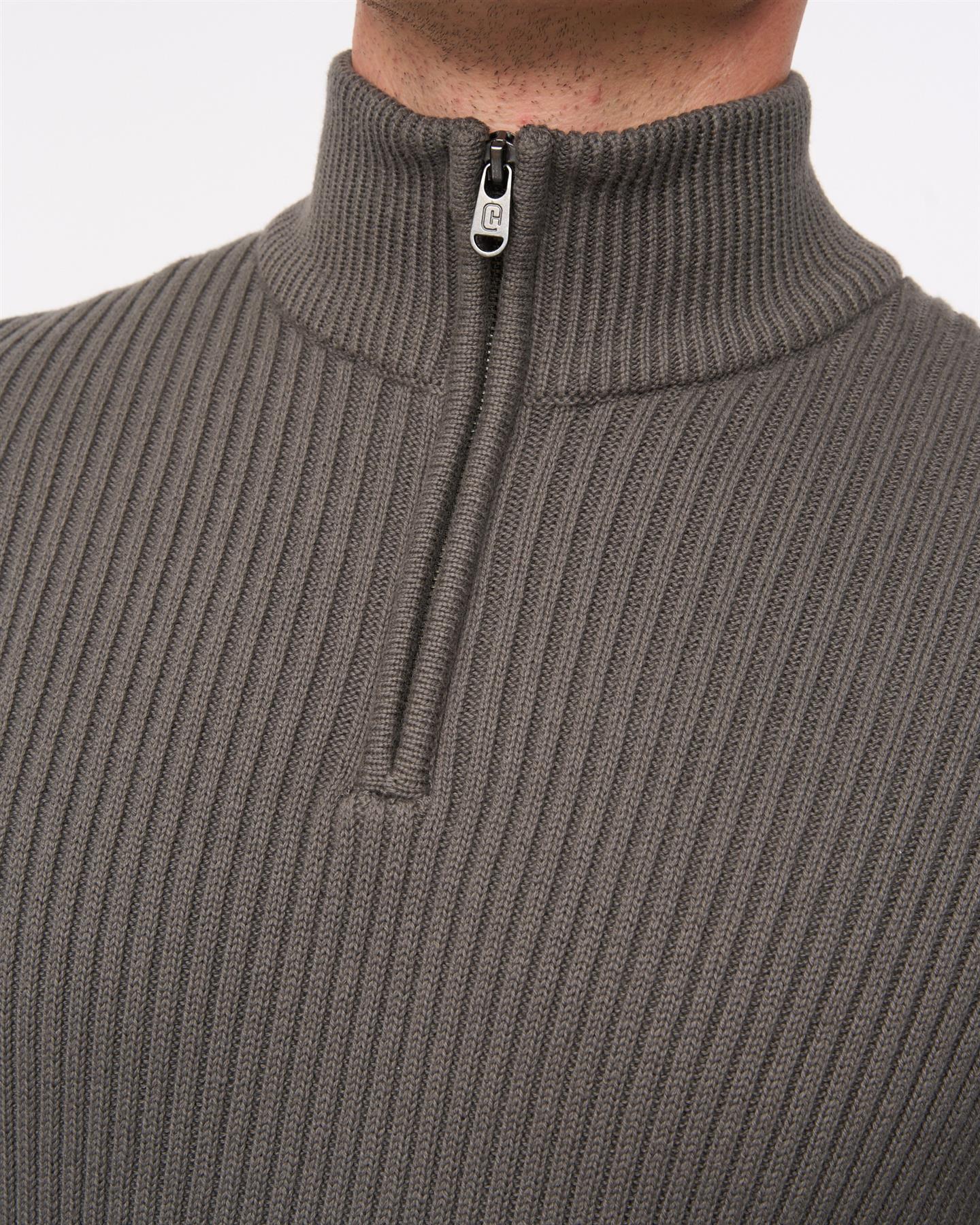 Mens Havaline 1/4 Zip Knit Charcoal Grey