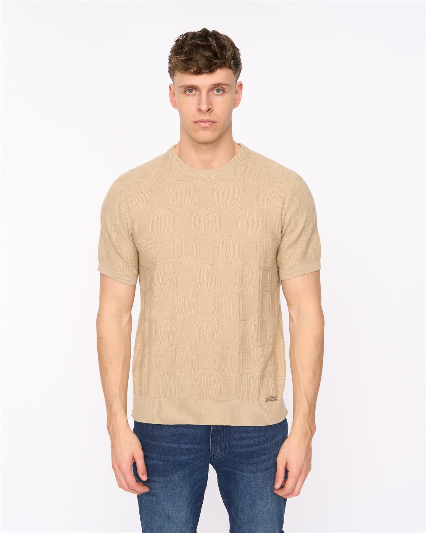 Mens Littleton Knit T-Shirt Light Stone