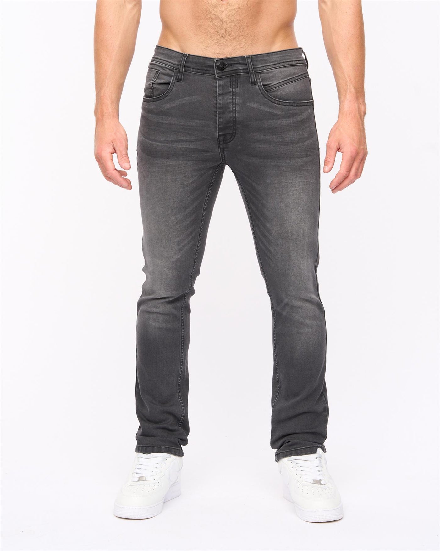 Crosshatch Mens Malcolm Slim Fit Jeans Dark Charcoal