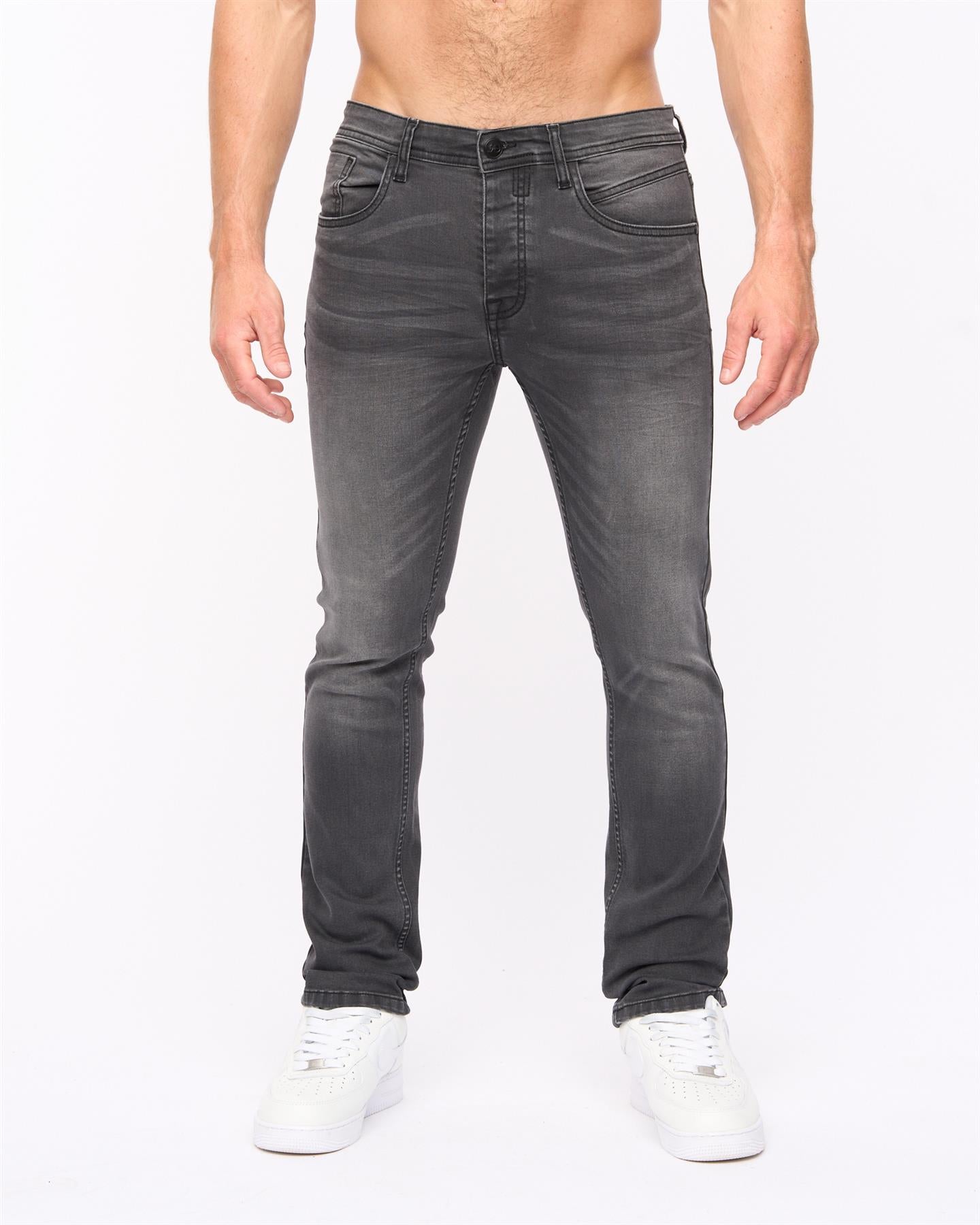 Crosshatch Mens Malcolm Slim Fit Jeans Dark Charcoal