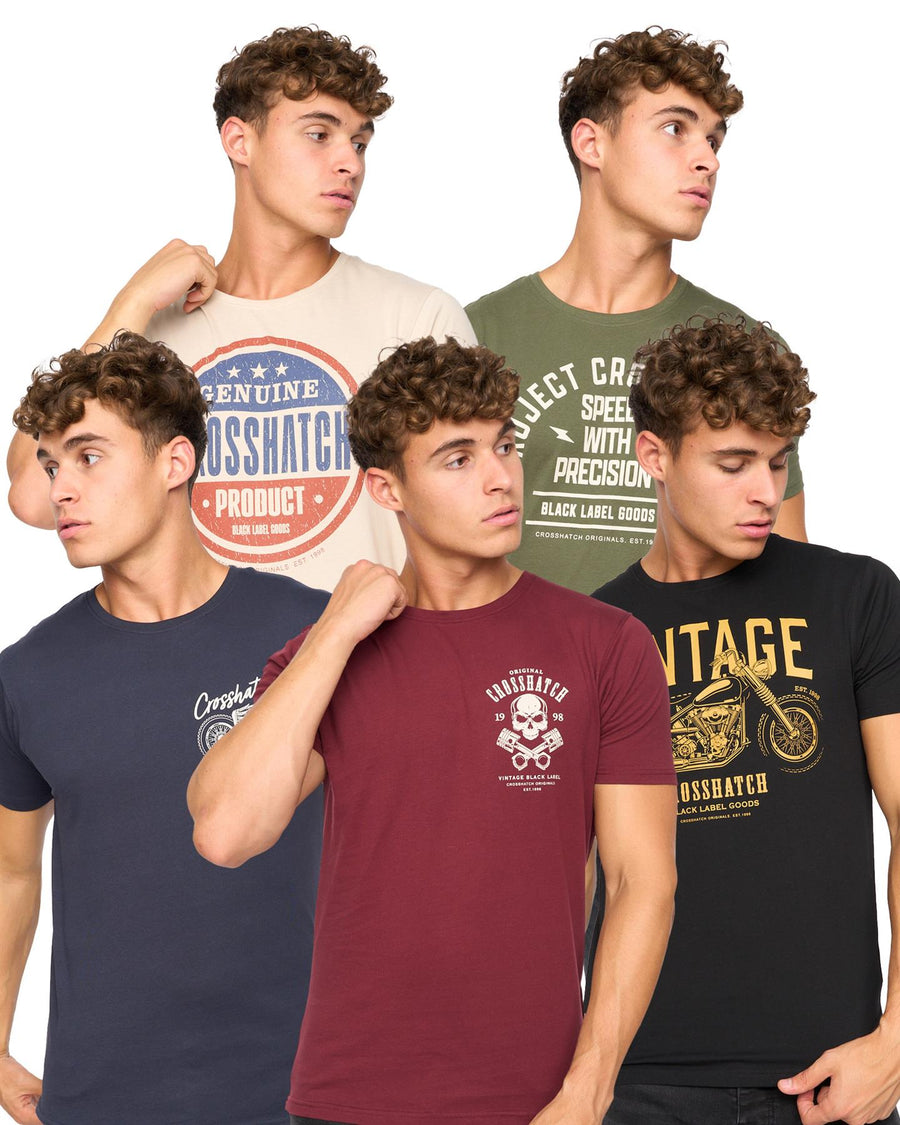 Mens Motohub T-Shirt 5pk Assorted