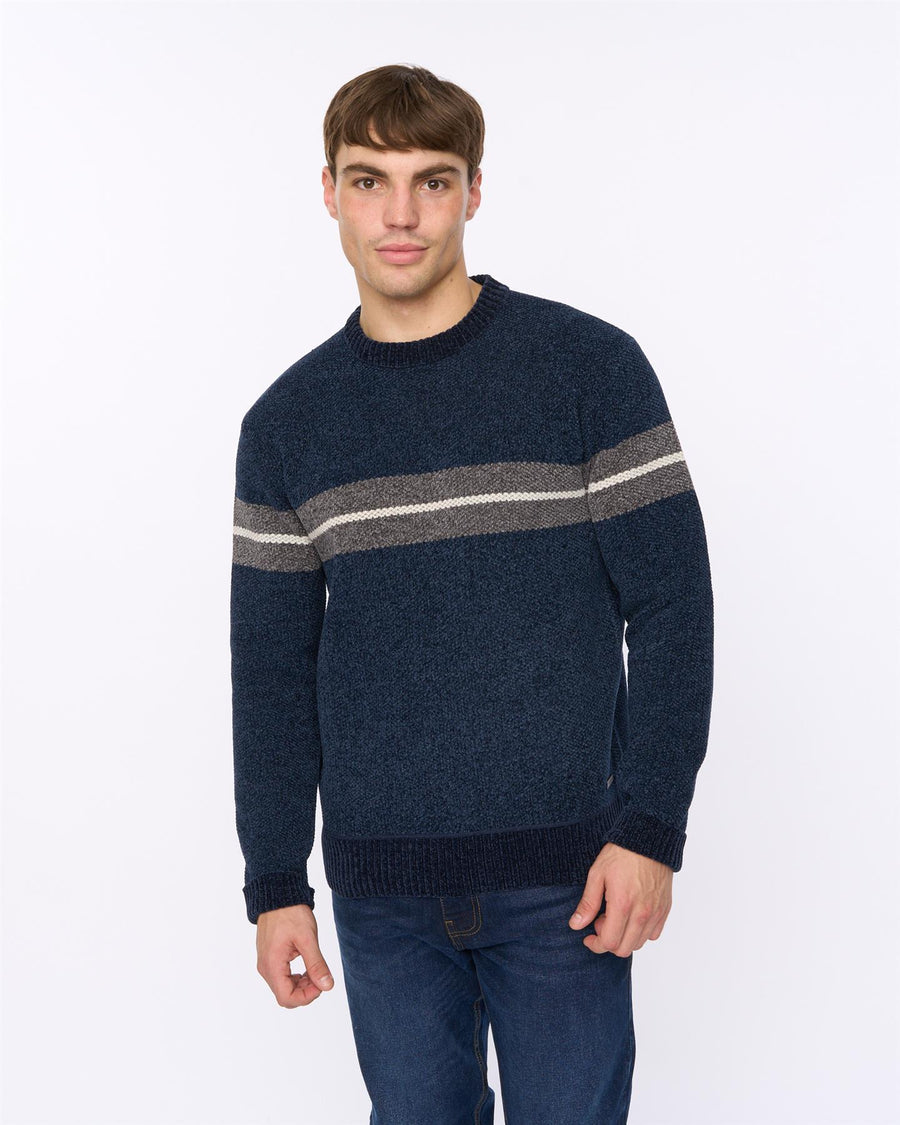 Mens Roundall Chenille Knit Navy