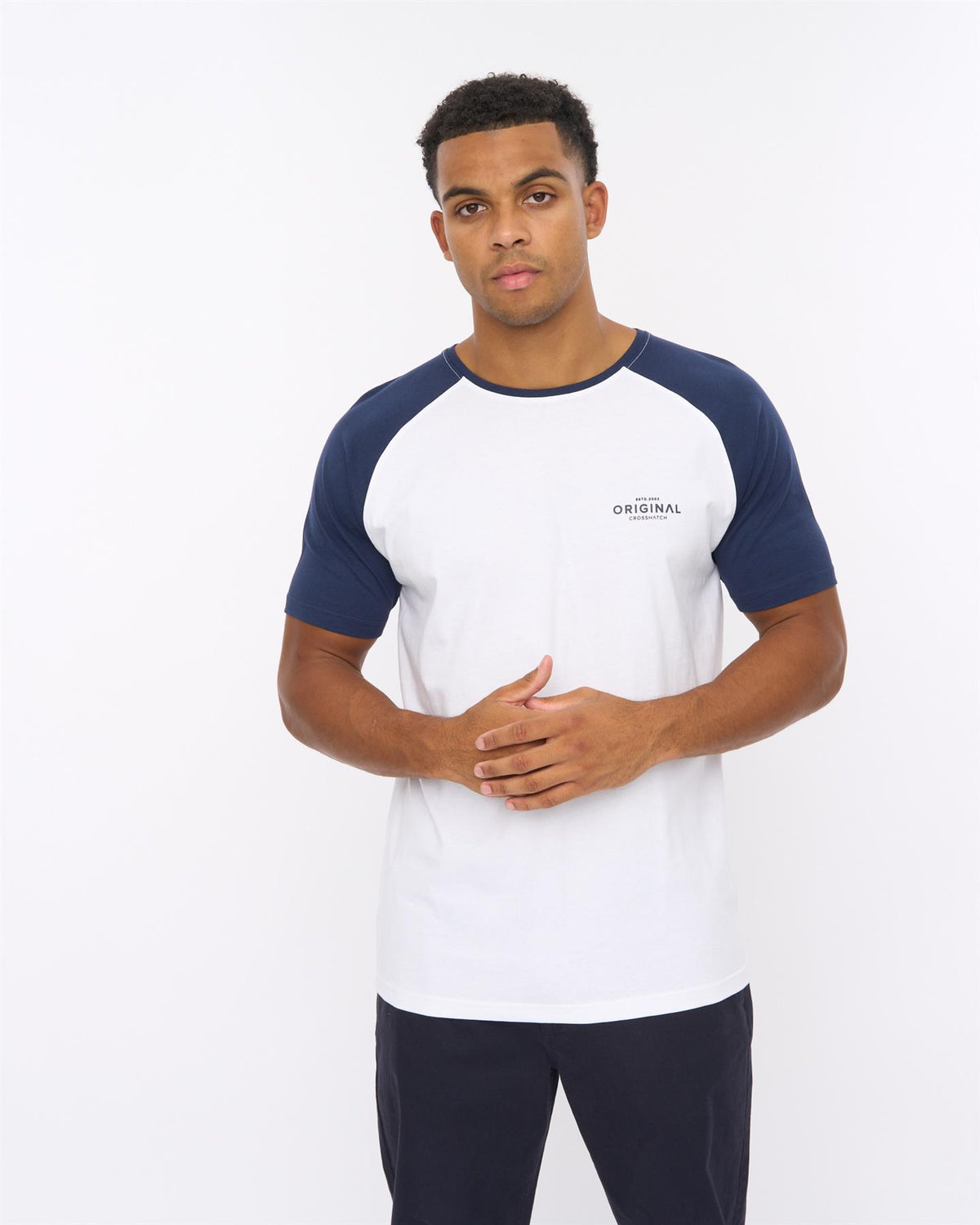 Mens Meza T-Shirt White/Navy
