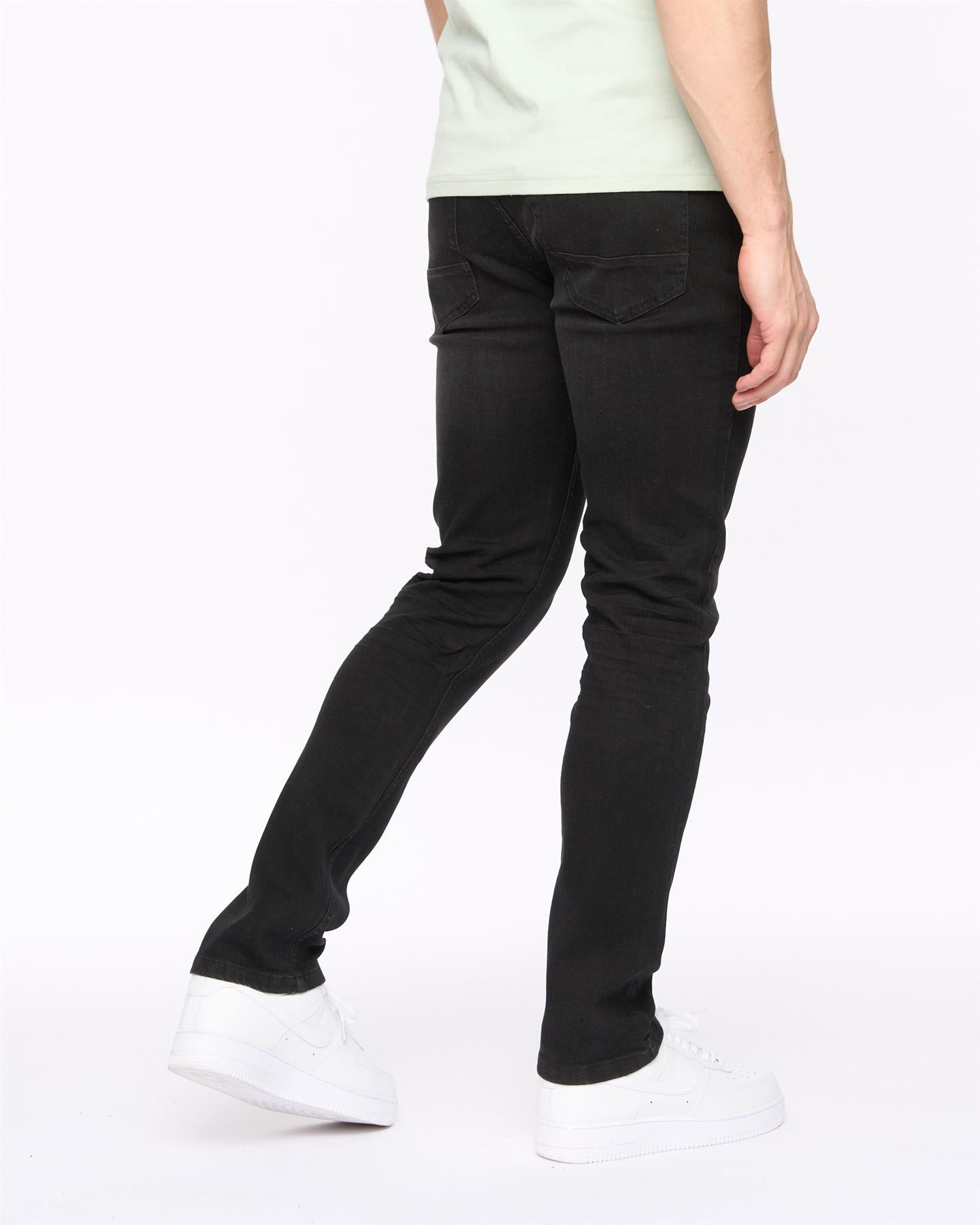 Crosshatch Mens Malcolm Slim Fit Jeans Black Wash