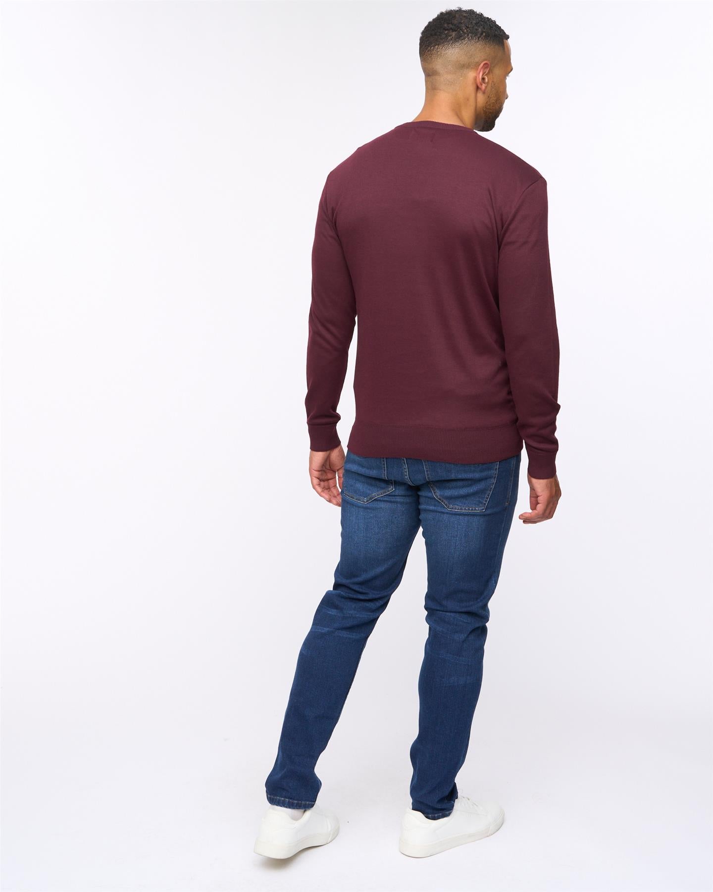 Pepston Crew Neck Jumper Burgundy Marl