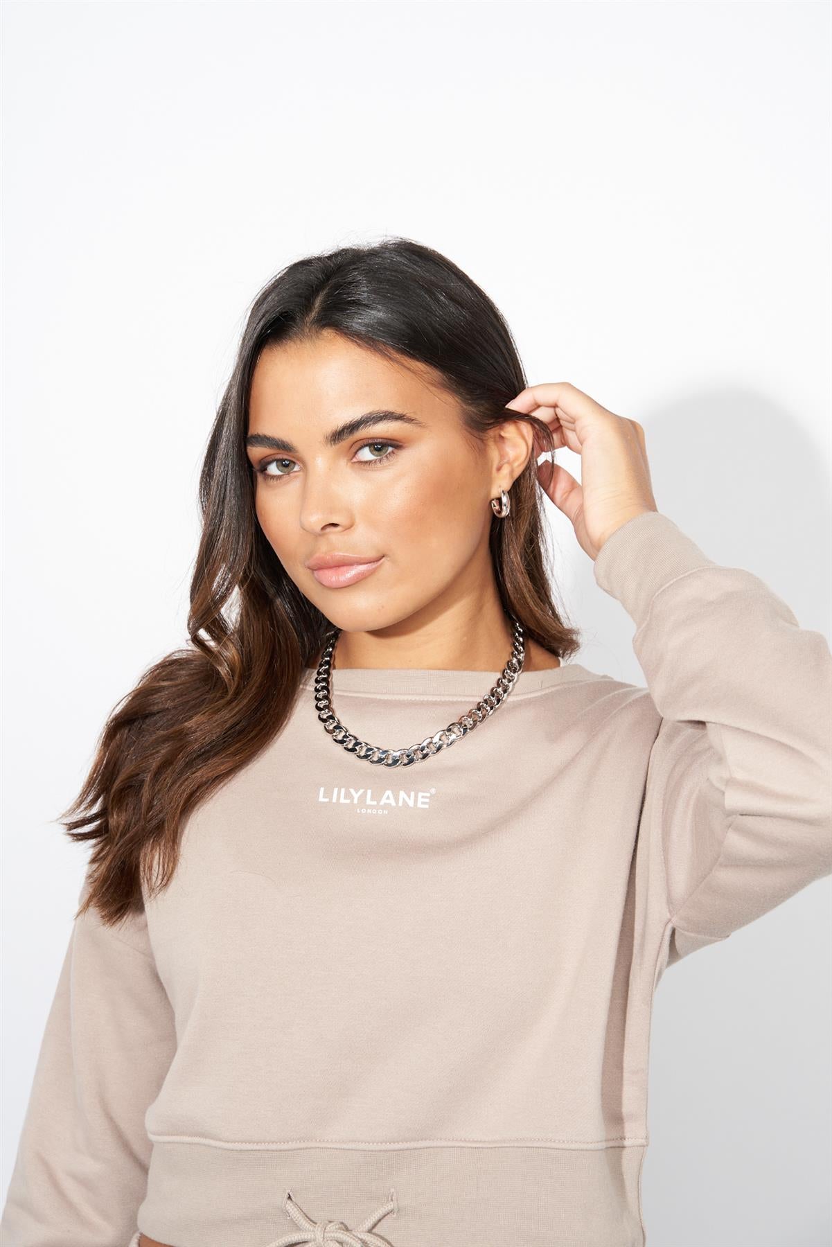 Ladies Lily Lane Josephina Crop Sweat Stone
