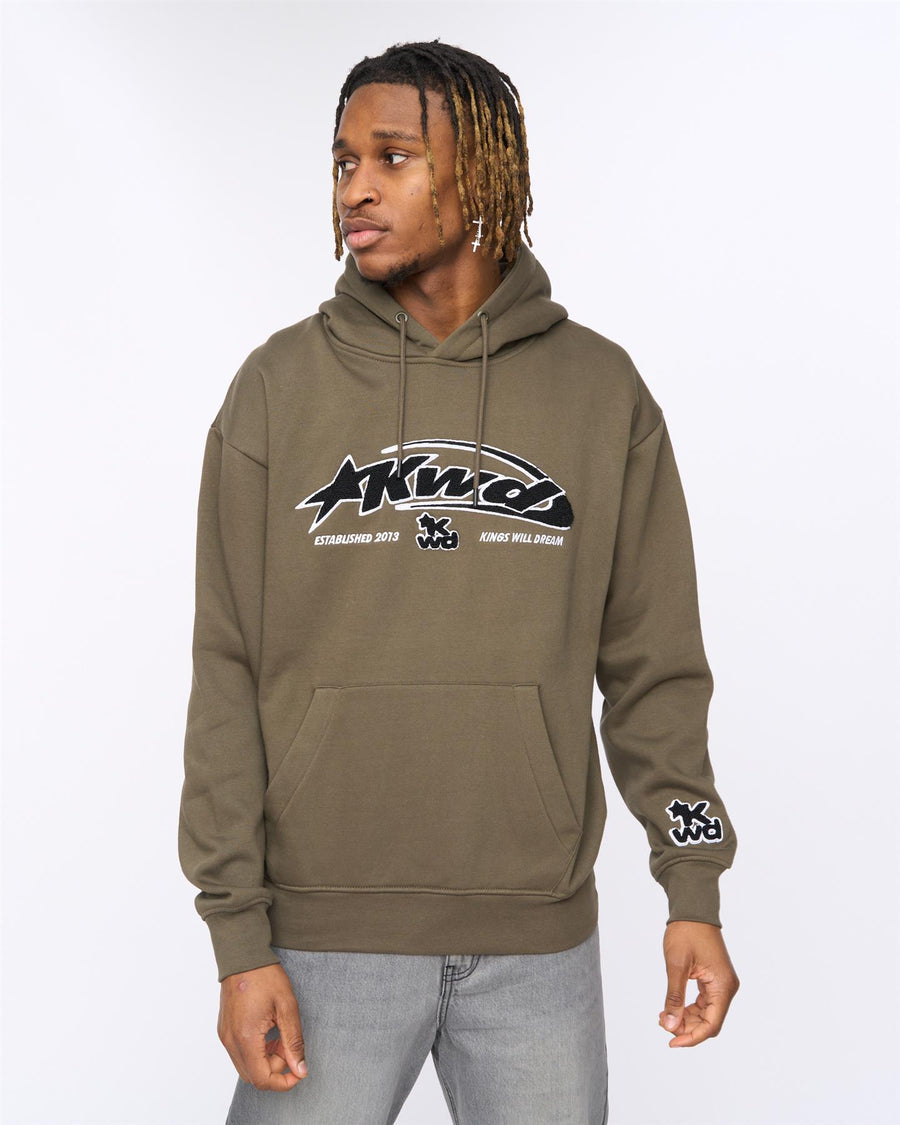 Mens Dashed Hoodie Olive