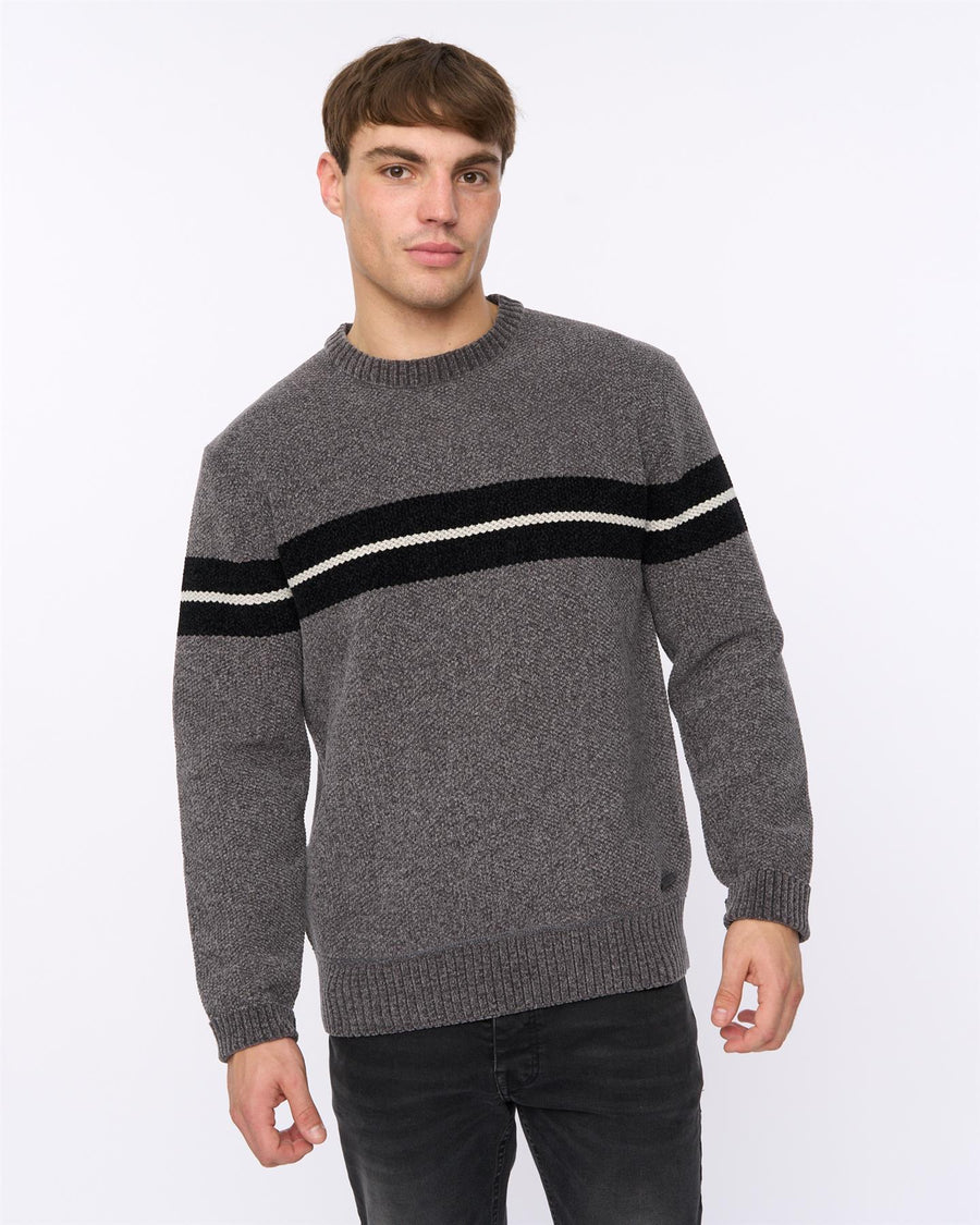Mens Roundall Chenille Knit Grey Marl