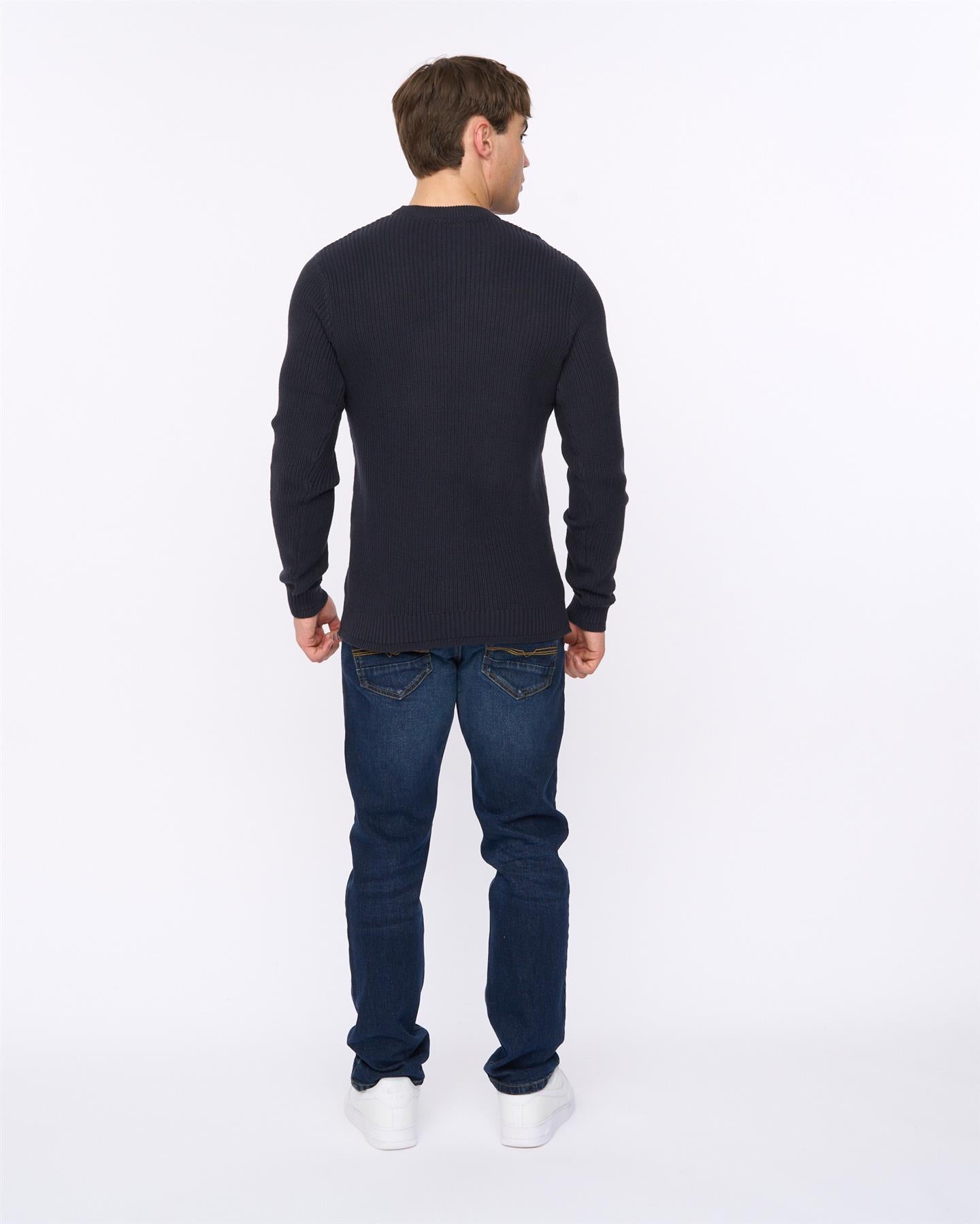 Mens Kabstars Cable Knit Navy