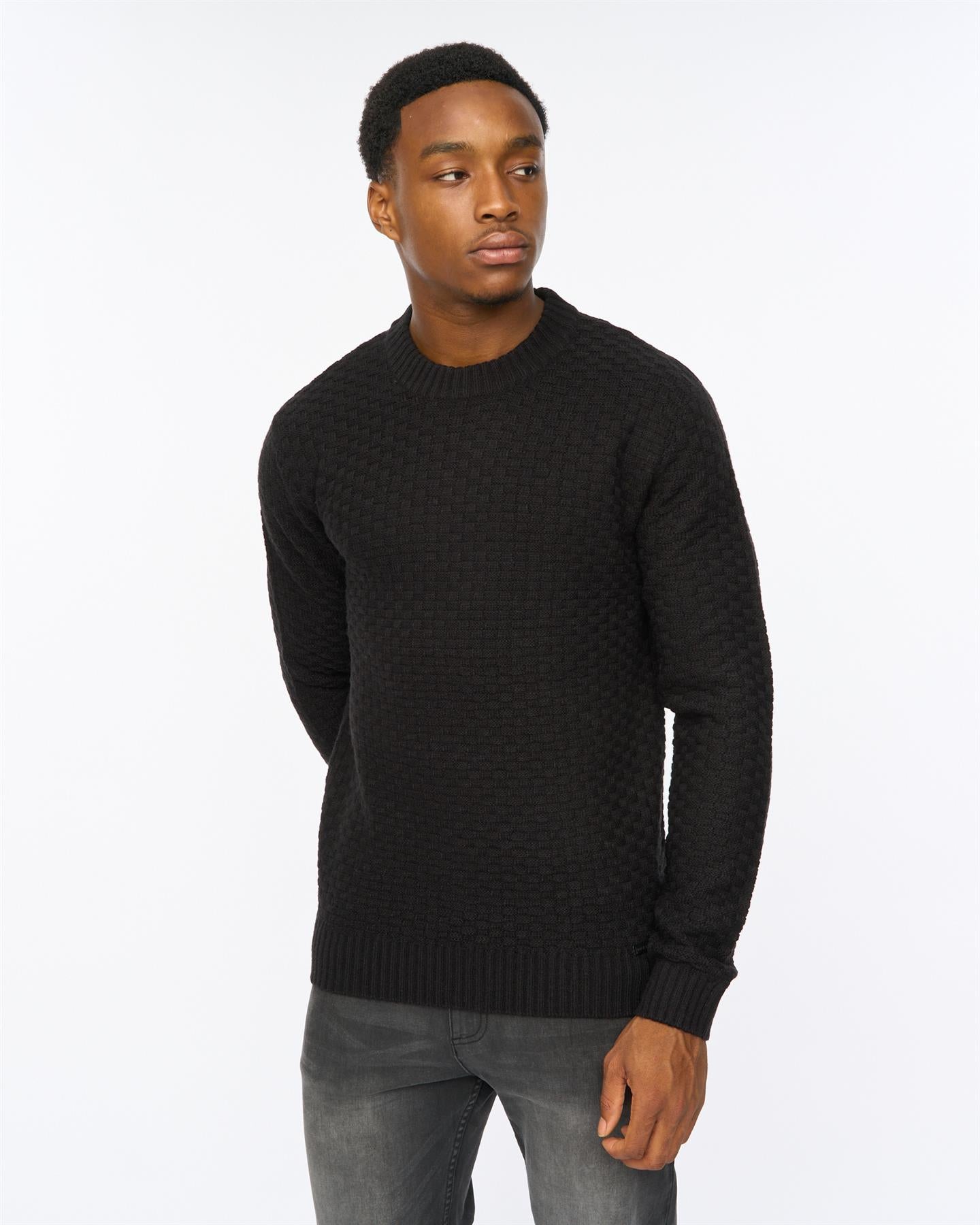 Mens Matera Textured Knit Black