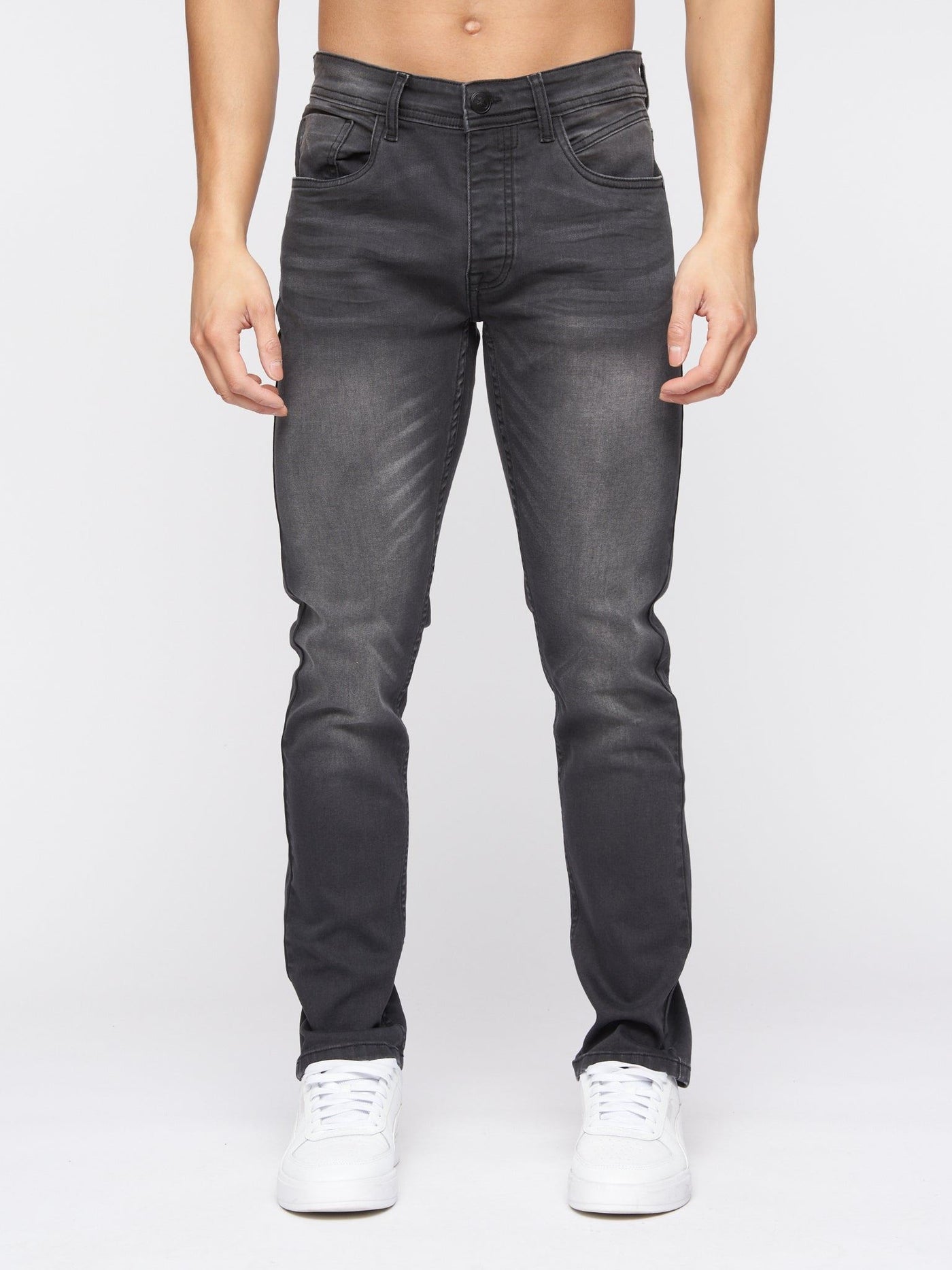 Crosshatch Mens Malcolm Slim Fit Jeans Dark Charcoal