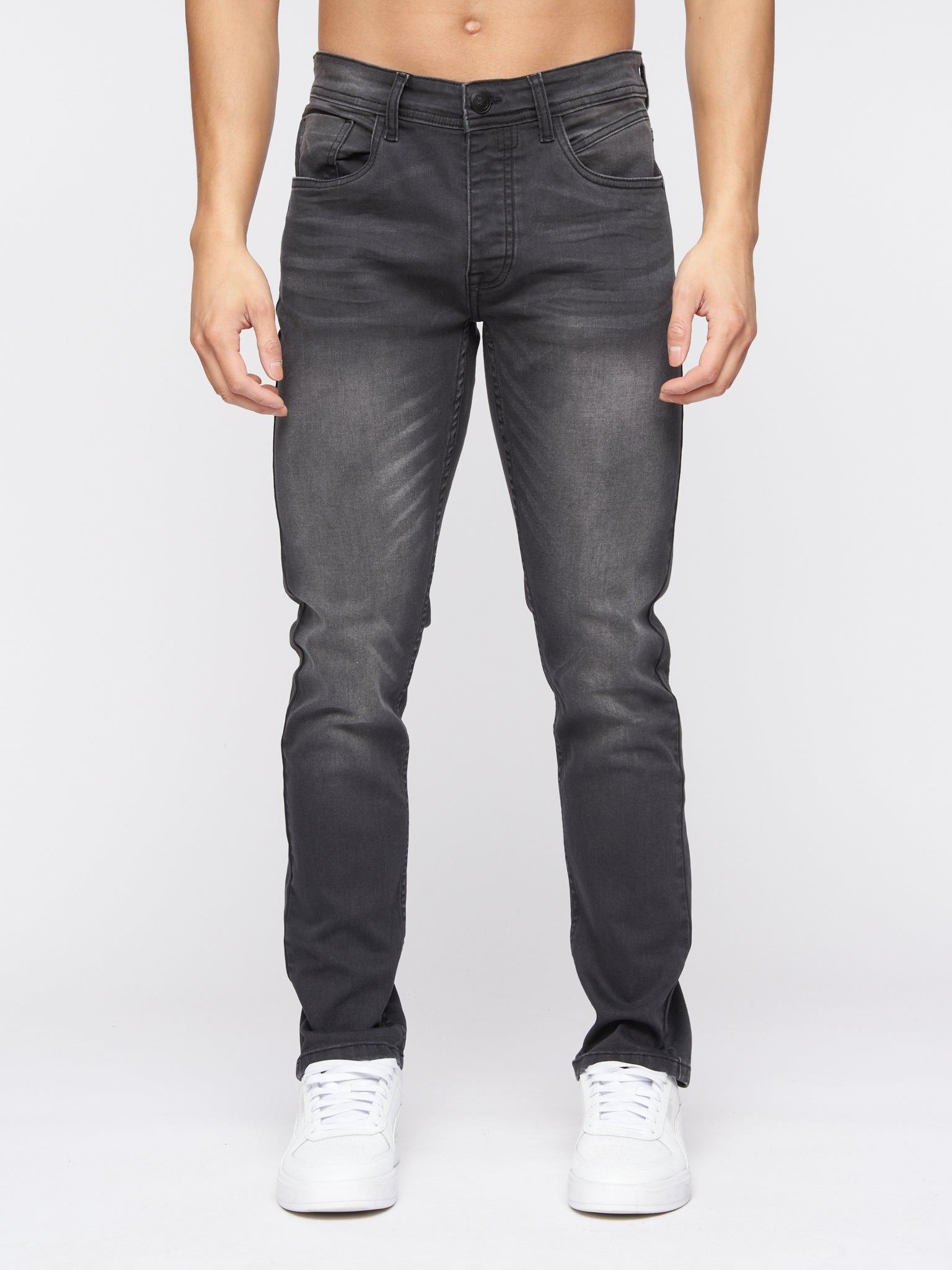 Crosshatch Mens Malcolm Slim Fit Jeans Dark Charcoal
