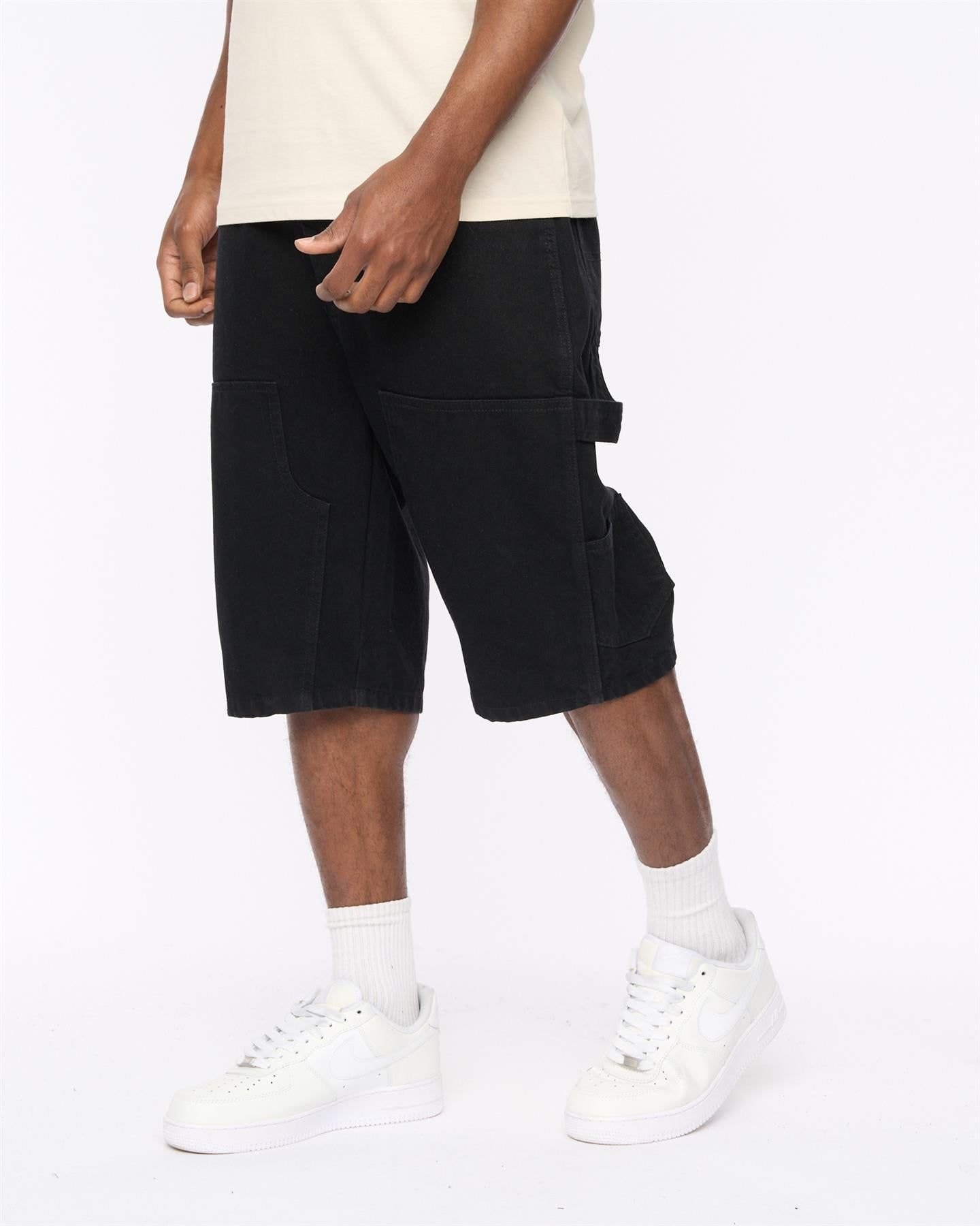Mens Teleman Denim Shorts Black