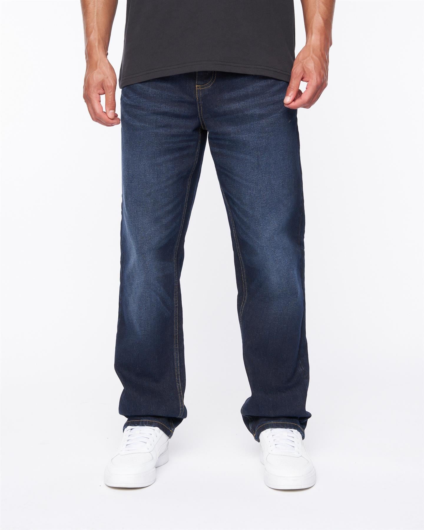 Mens Rushawn Relaxed Fit Jeans Dark Wash