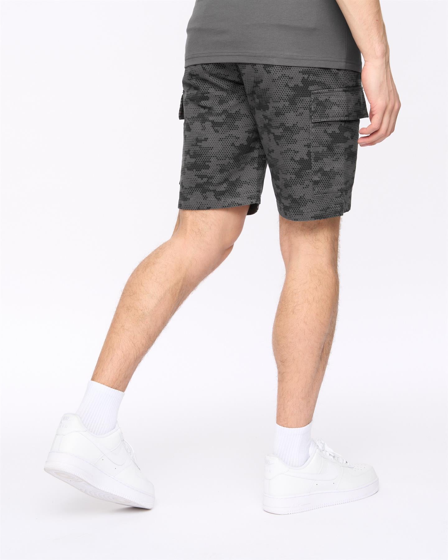 Mens Janscore Elastic Waist Cargo Shorts Dark Grey
