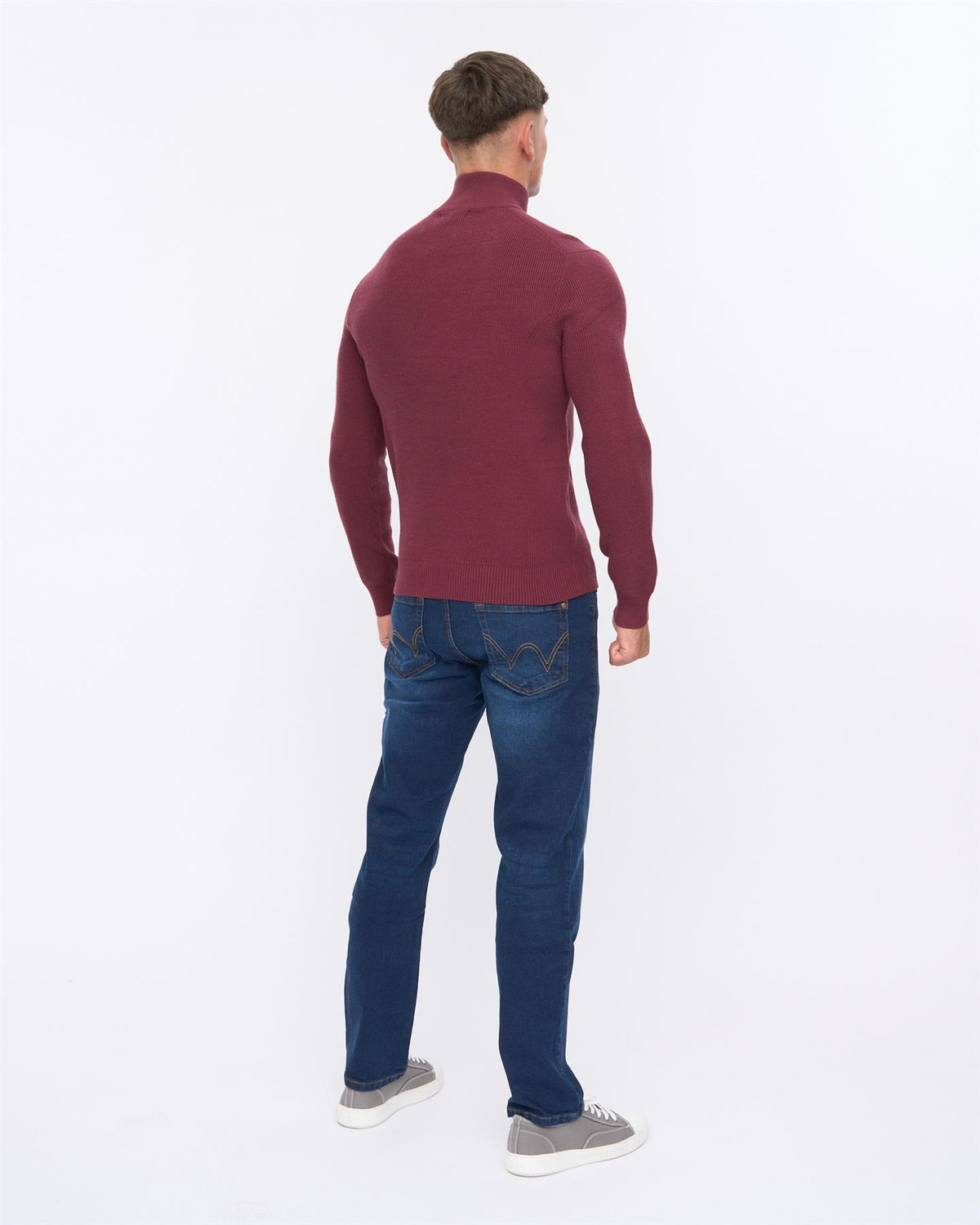Mens Potenza 1/4 Zip Knit Raisin