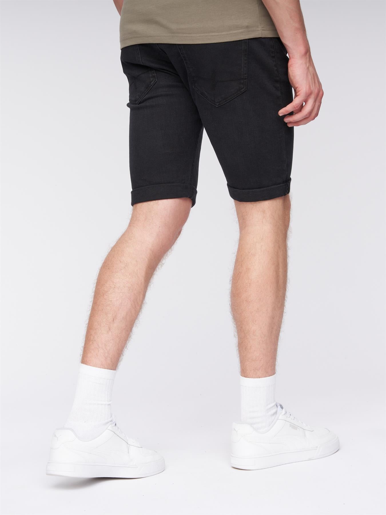 Mens Flex Denim Shorts Black Wash