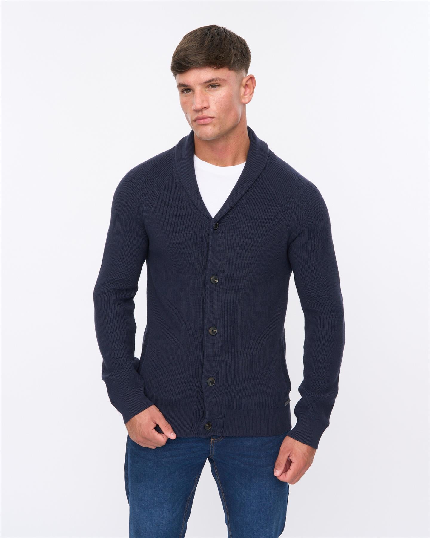 Mens Venosa Shawl Cardigan Navy
