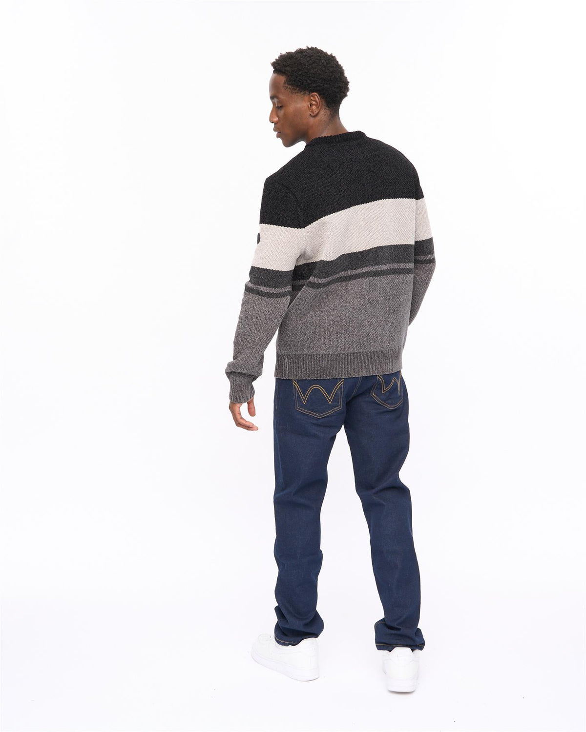 Rikmen Crew Neck Jumper Mid Grey/Black