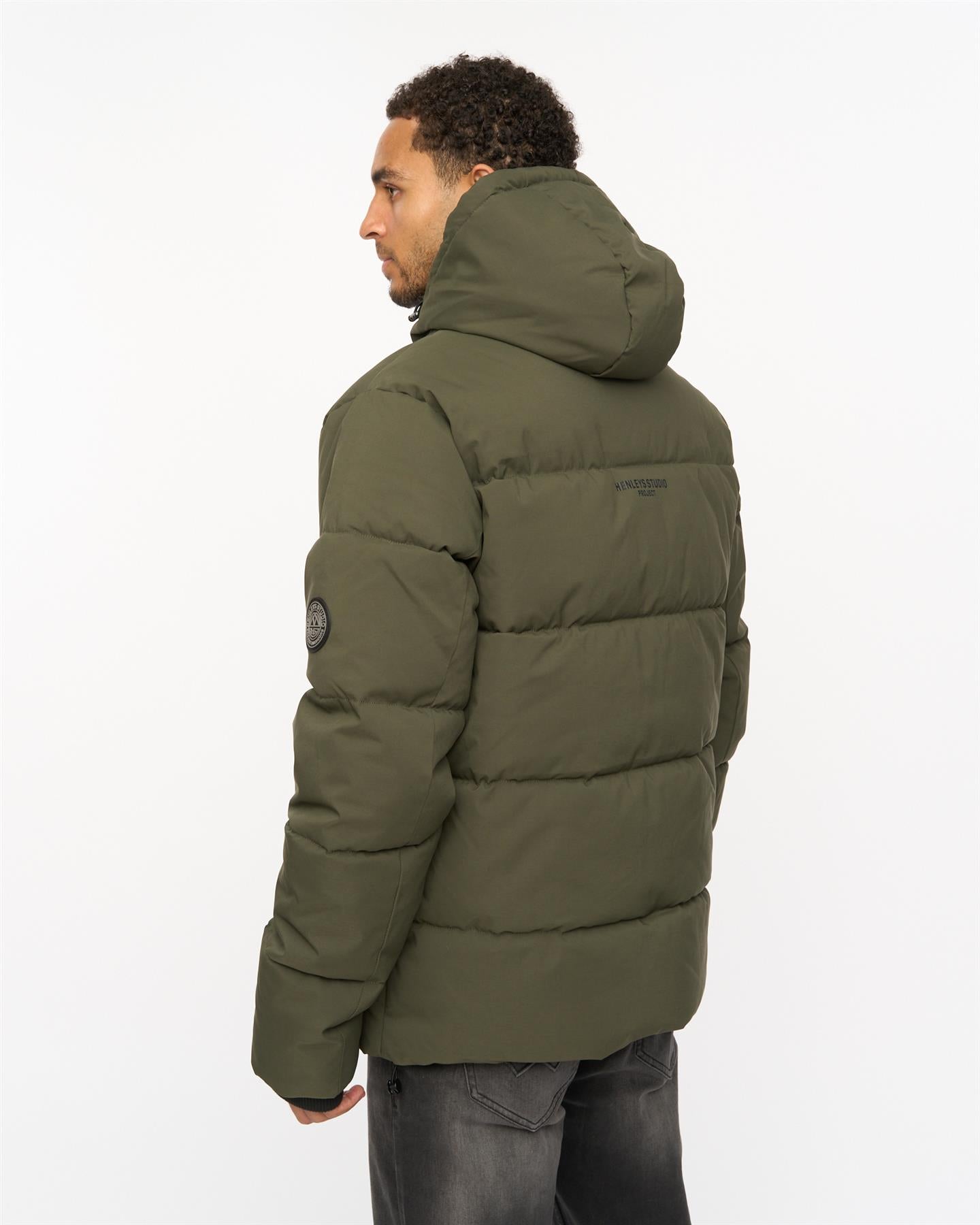 Mens System Ski Puffer Jacket Khaki