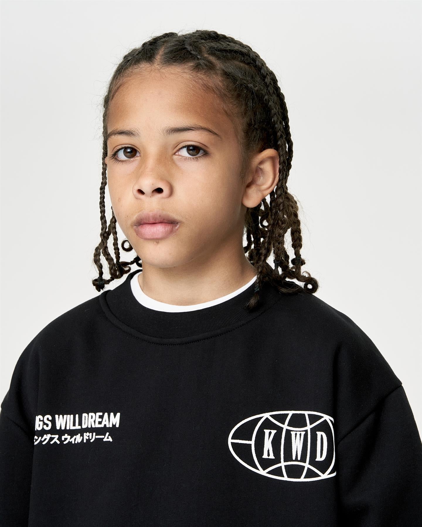 Kids Boys Studio Duo Line Crew Sweat Black