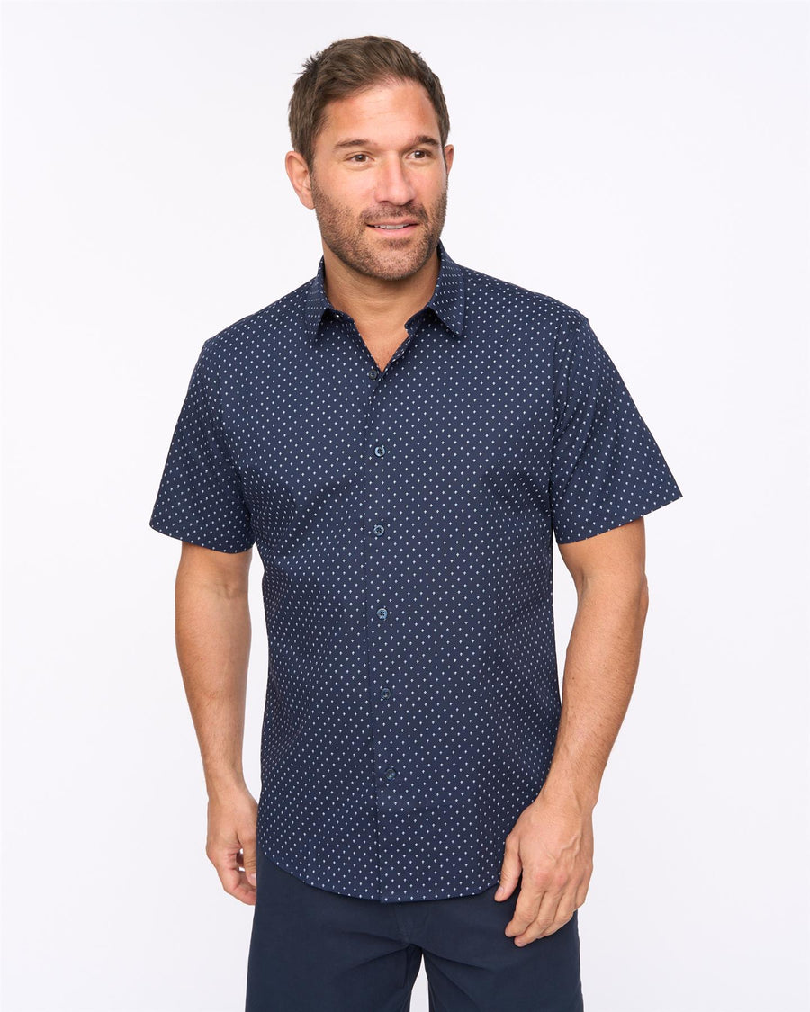 Mens Domesta Short Sleeve Shirt 2pk Navy/White