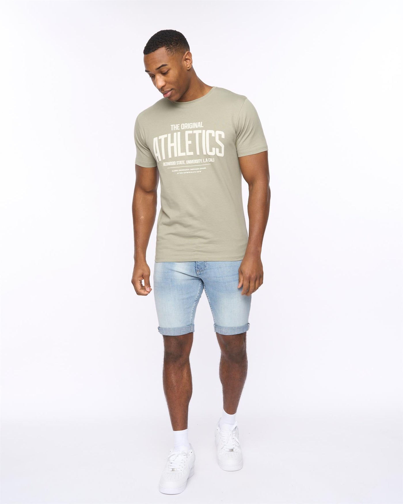 Tonwin Embossed Denim Shorts Light Wash