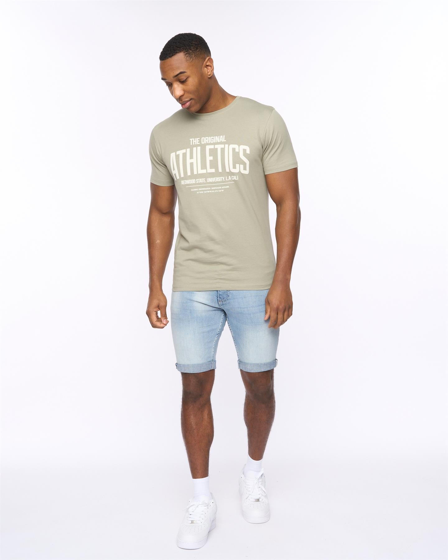 Tonwin Embossed Denim Shorts Light Wash