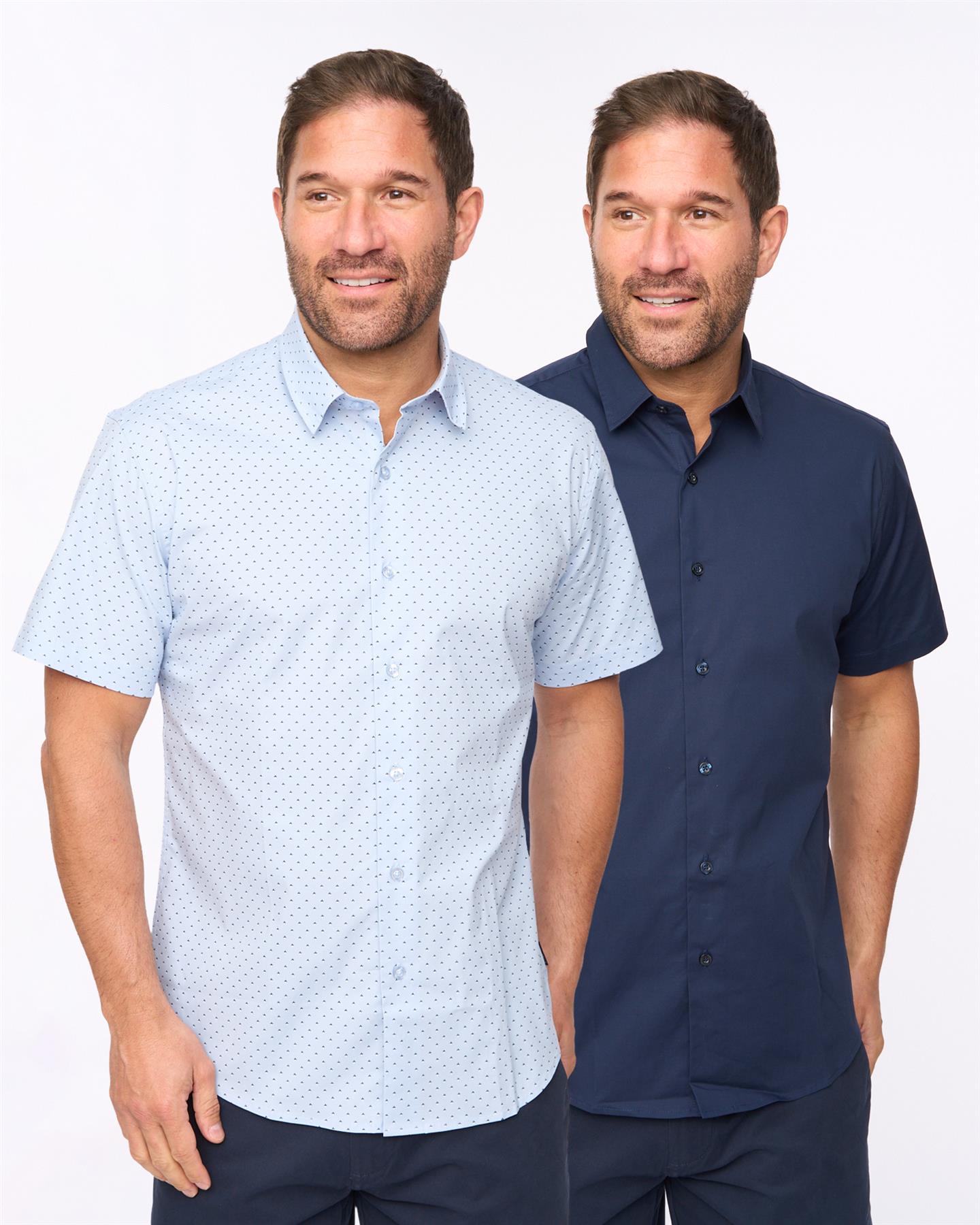 Mens Daymeson Short Sleeve Shirt 2pk Navy/Light Blue