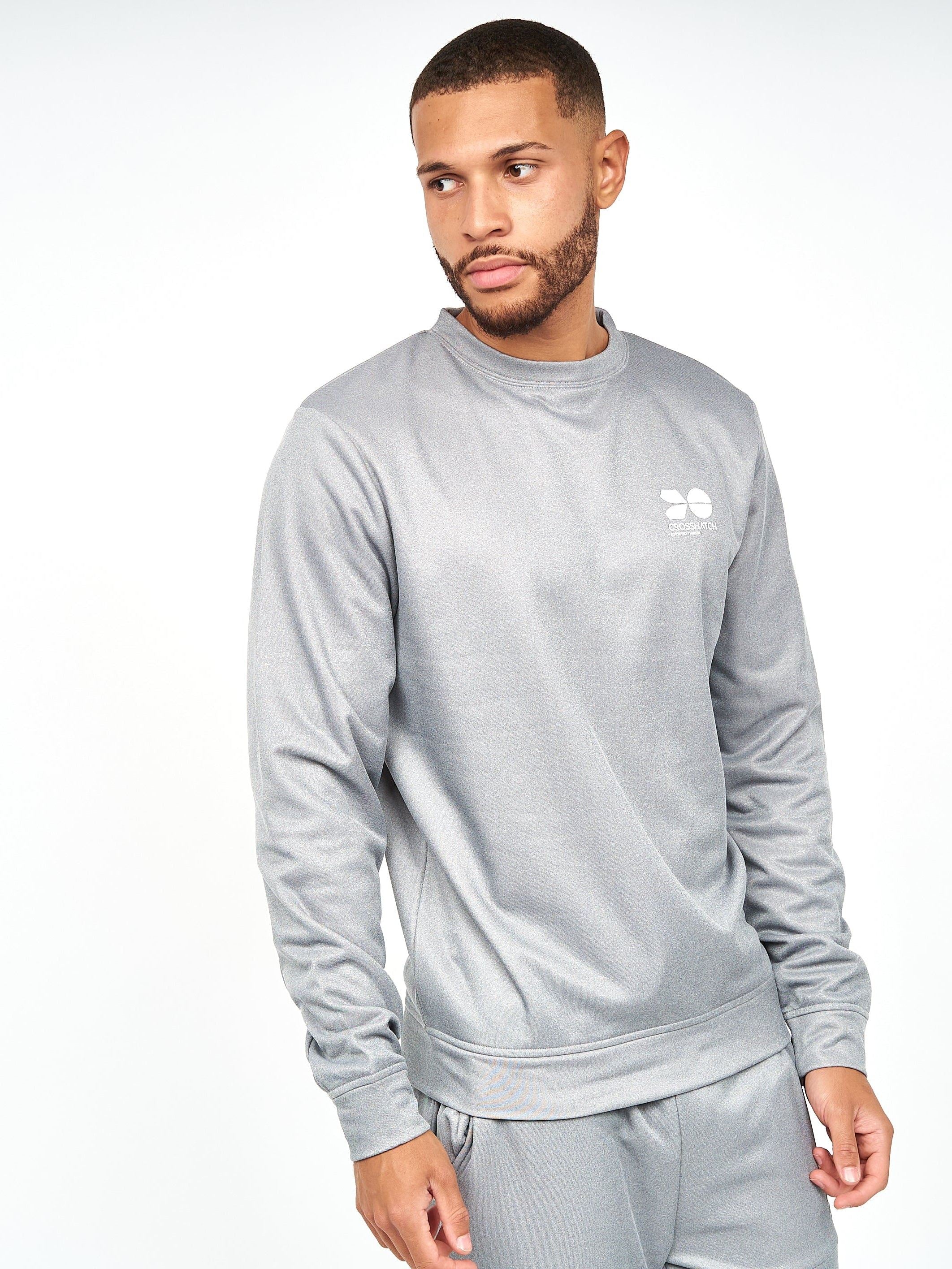 Mens Langtons Crew Tracktop Charcoal