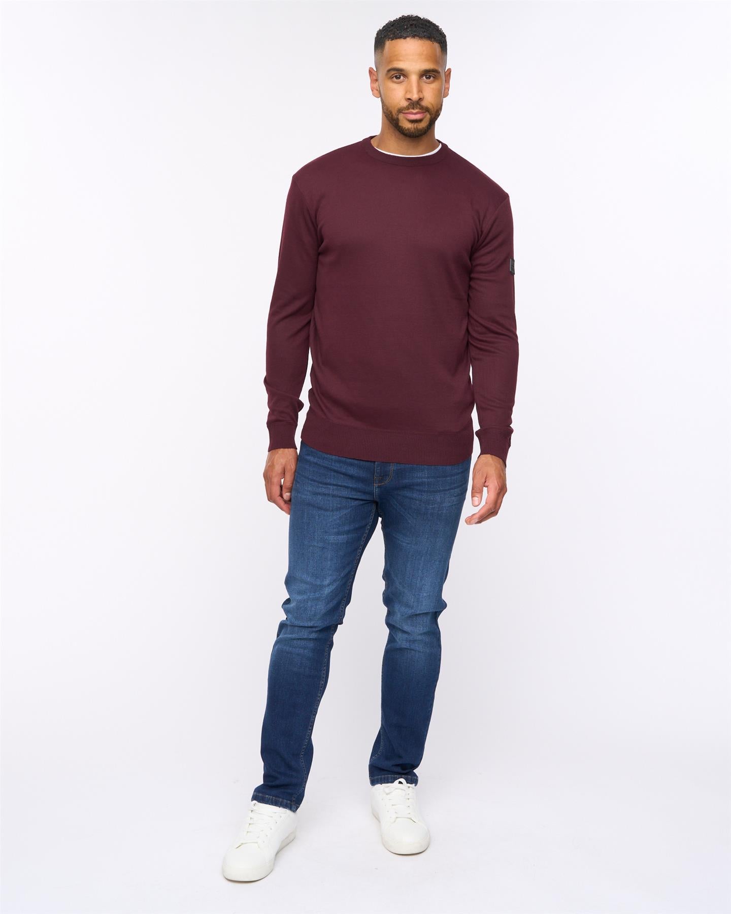 Pepston Crew Neck Jumper Burgundy Marl