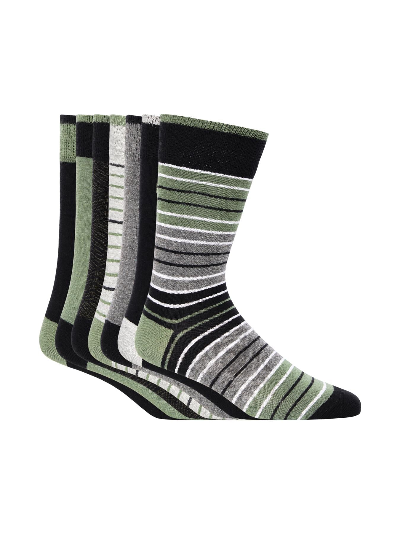 Mens Bellion Olive Socks 7pk Assorted