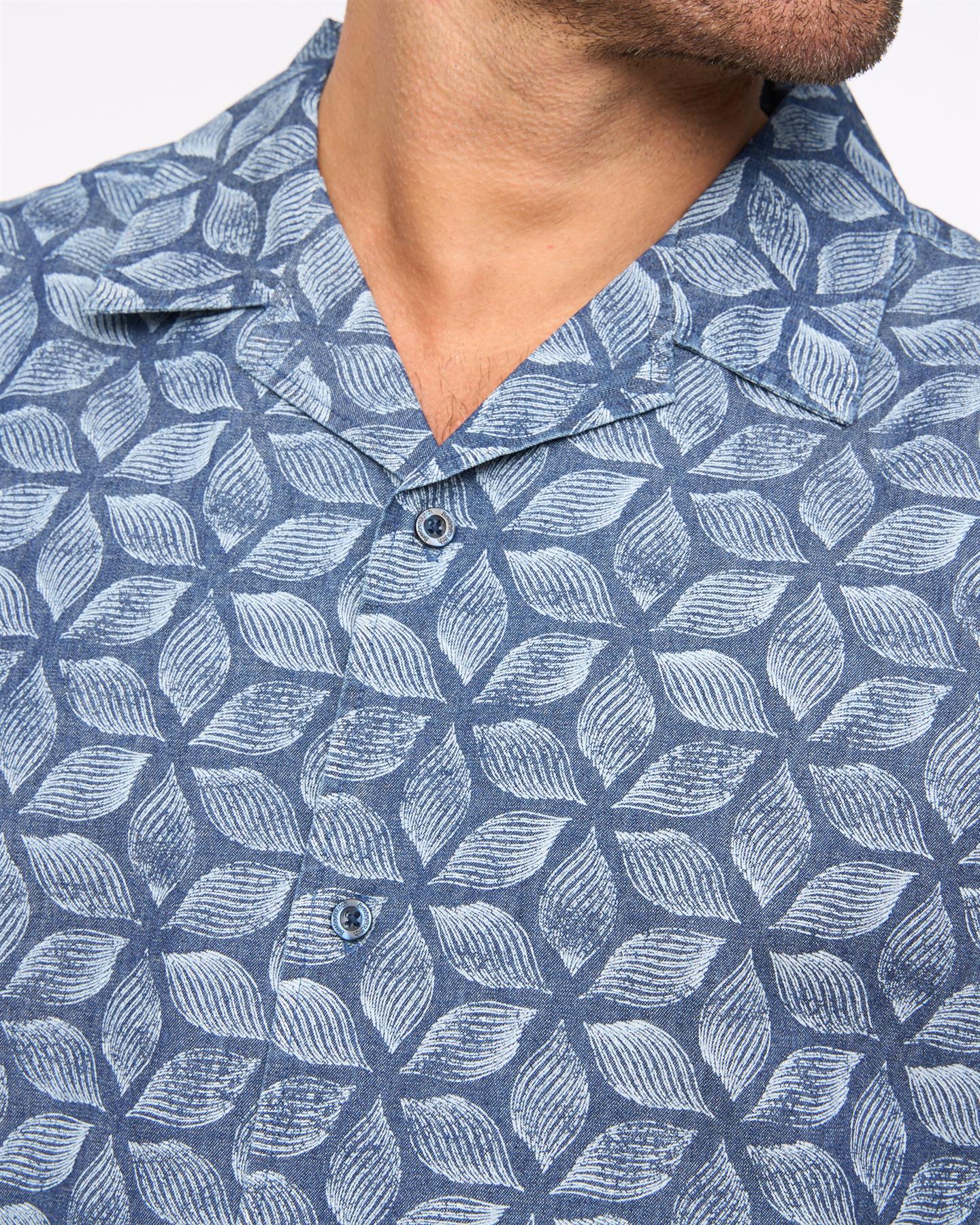 Mens Caladium Short Sleeve Shirt Blue